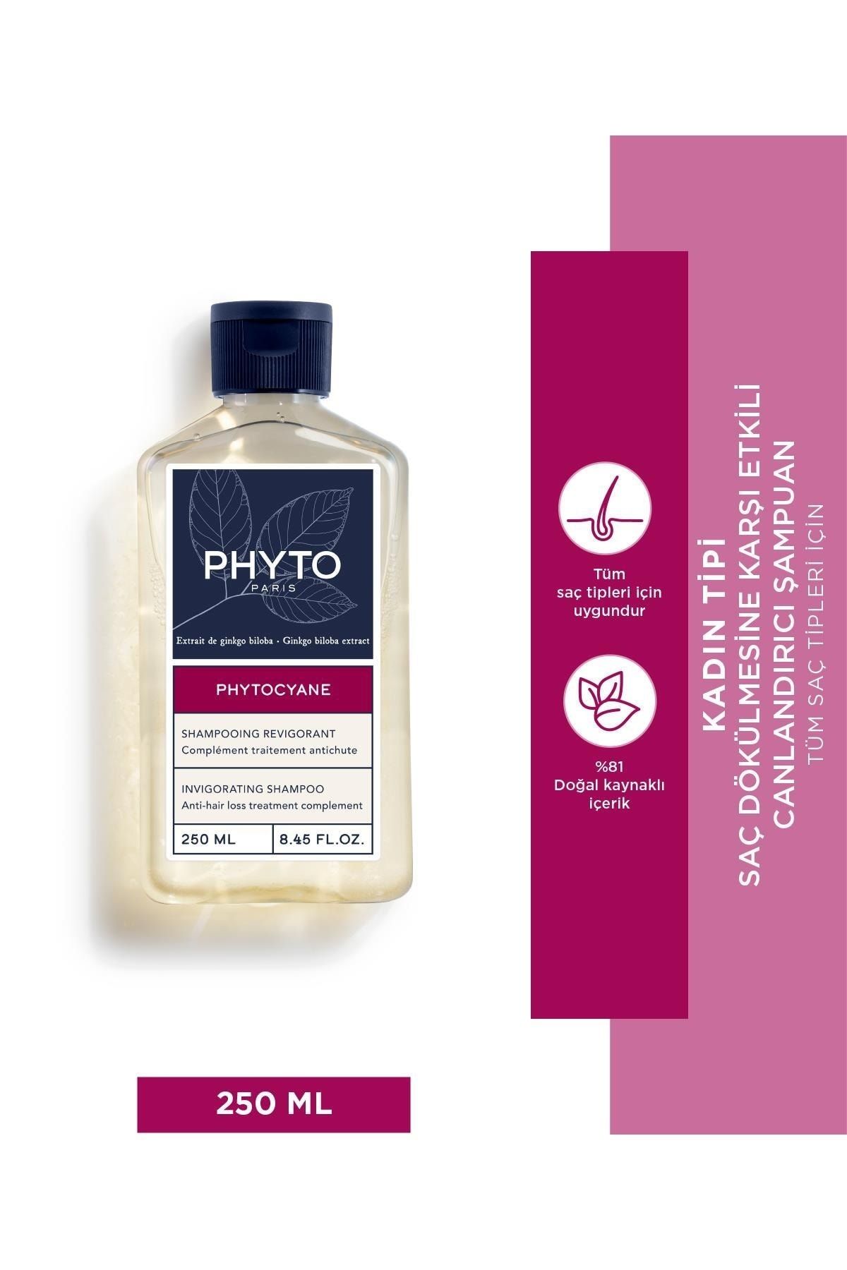 Phyto Phytocyane Invigorating Shampoo Kadın Tipi Saç Dökülmesine Karşı Etkili Canlandırıcı Şampuan 250 ml