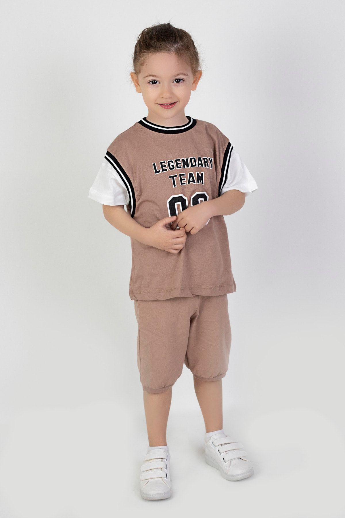 HARİKA KİDS Erkek Çocuk Legendary Baskılı Kısa Kollu Diz Altı Basketball Şortlu Basic Takım 2-5 Yaş