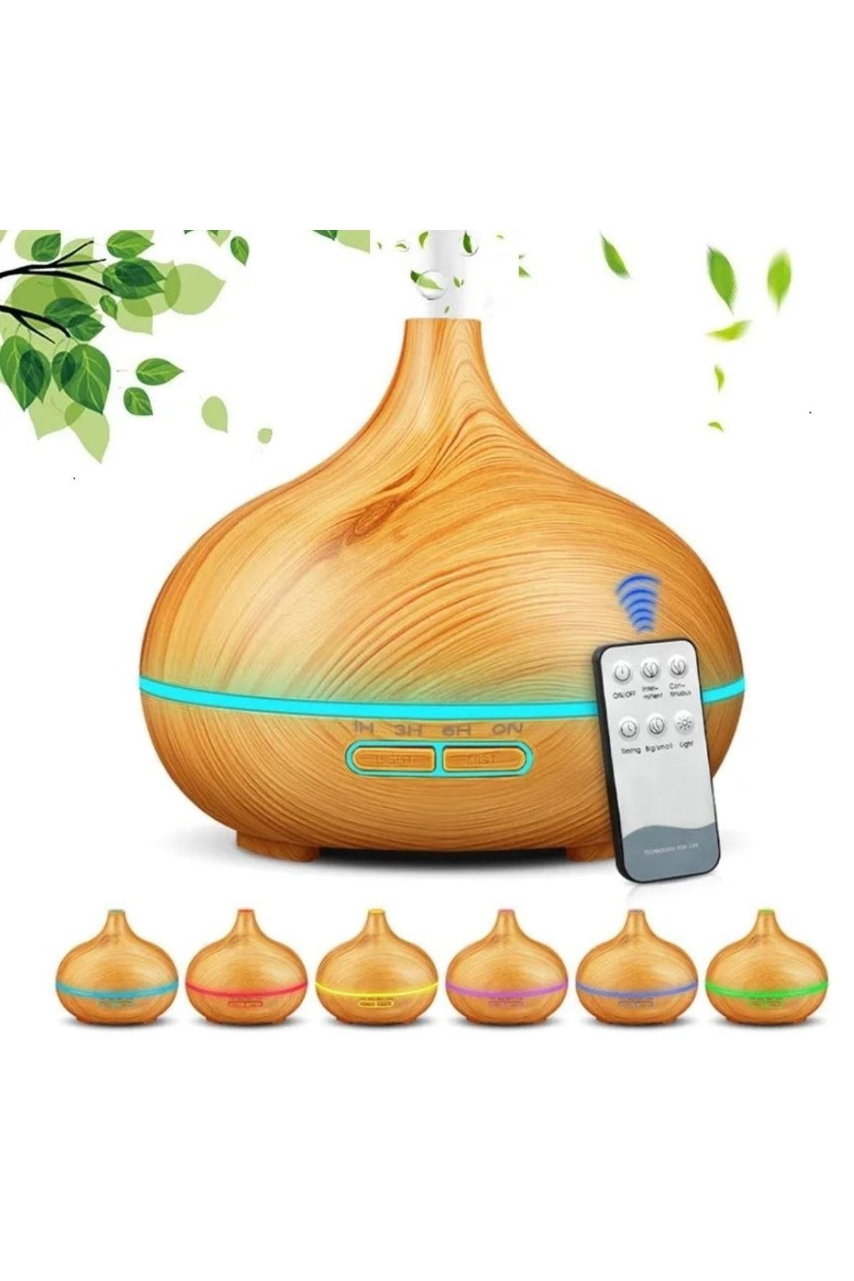 WINBEST 550 ml Aroma Difüzörü Buhar Ultrasonik 7 Renk Led Işıklı Aromatik Oda Kokusu Hava Nemlendirici