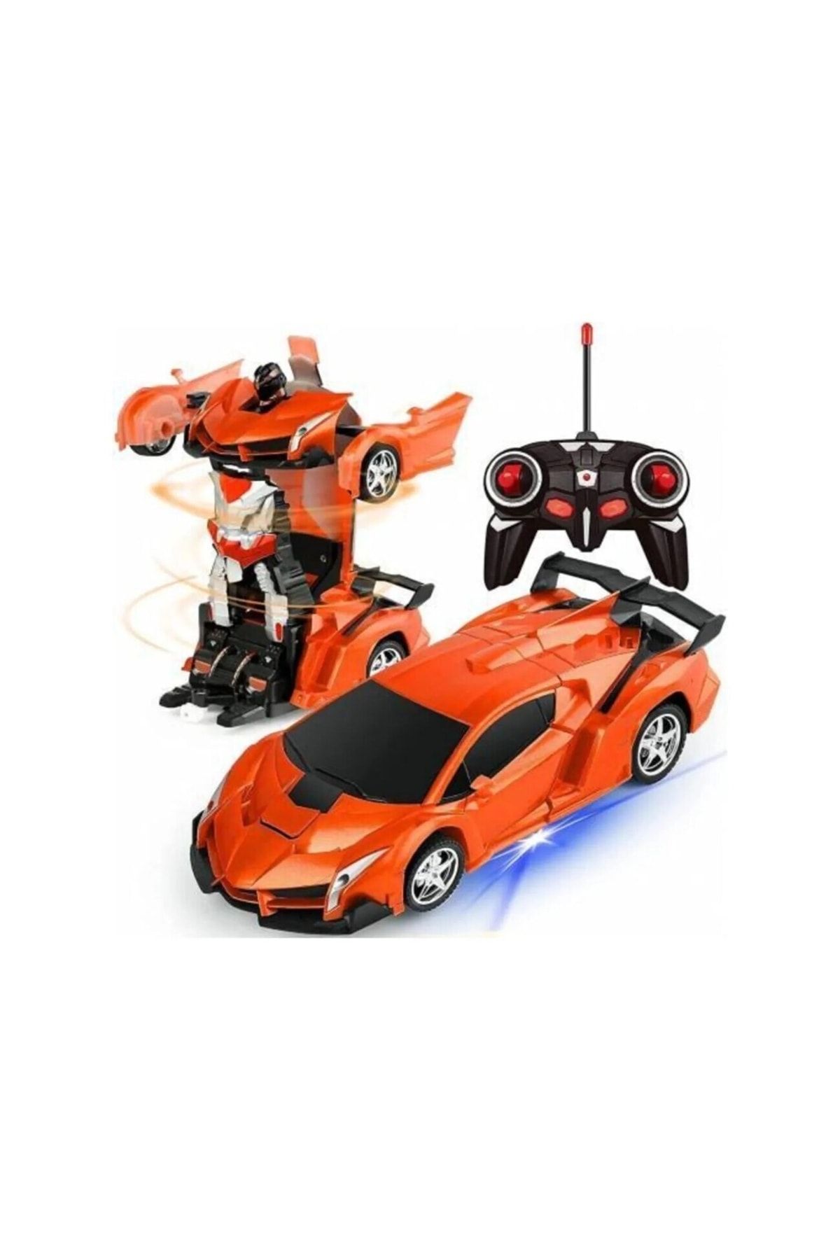 Pababo Oyuncak Uzaktan Kumandalı Transformers Tarzı Robota Dönüşen Turuncu Oyuncak Araba Ferrari