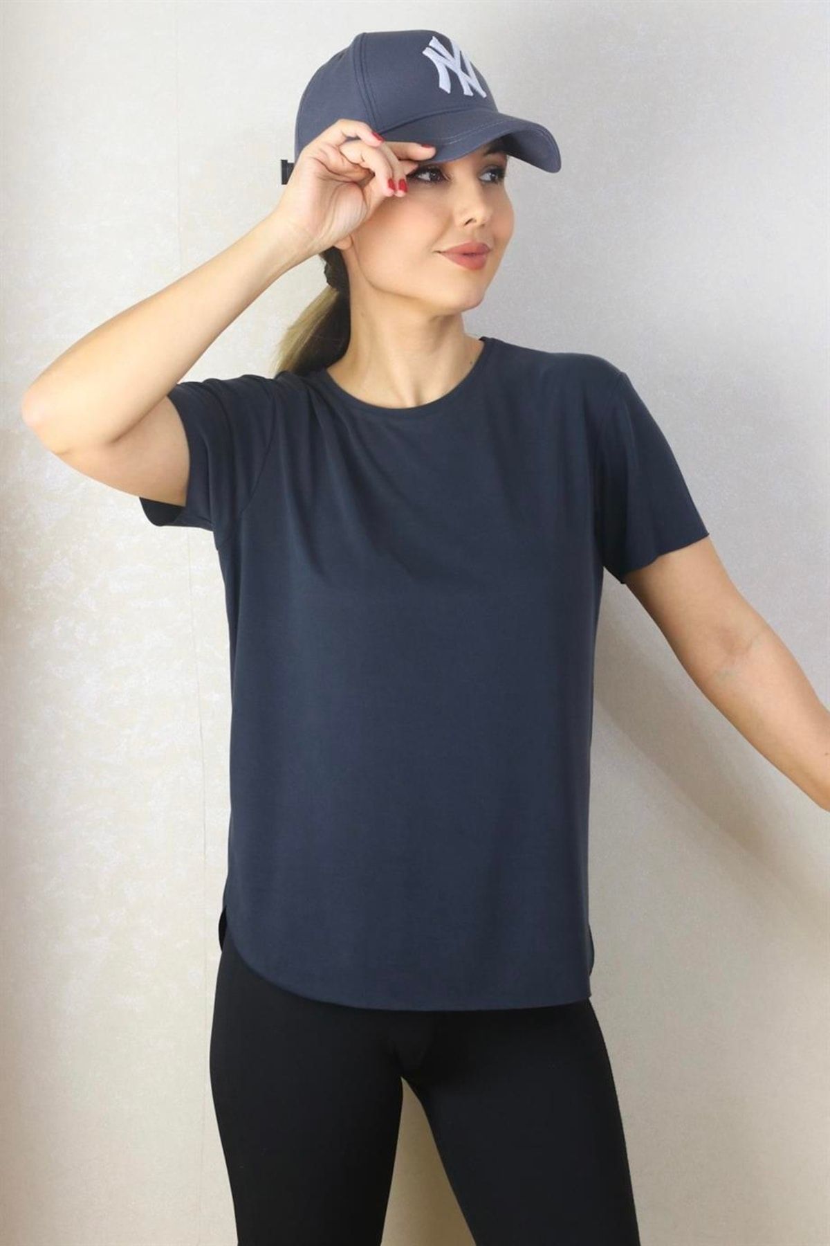 Ritnice Kadın Antrasit %100 Modal Lazerkesim T-shirt
