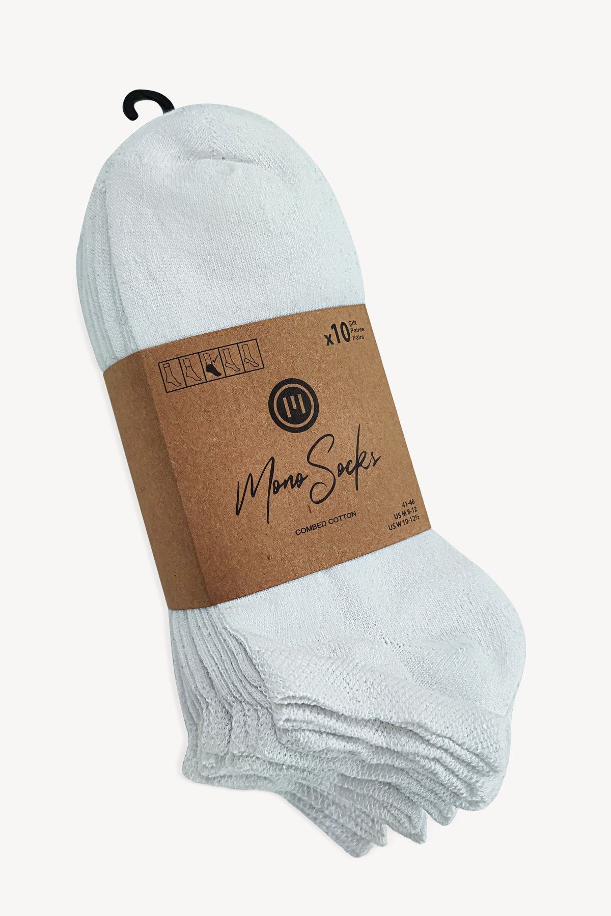 Ecrou Monosocks 10lu Beyaz Patik Çorap