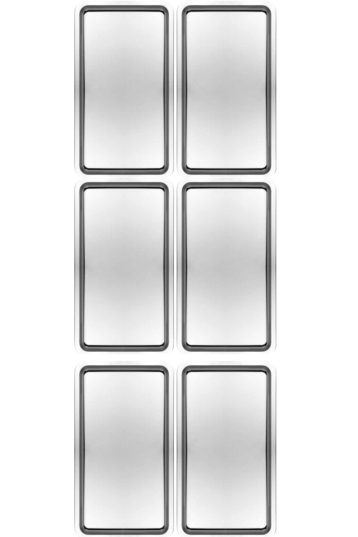 Kitchen Design Lab Paslanmaz Çelik Gümüş Renk Dikdörtgen Geniş Metal Düz Sunum Tepsisi Çay Kahve Tatlı Sunum 6 Adet