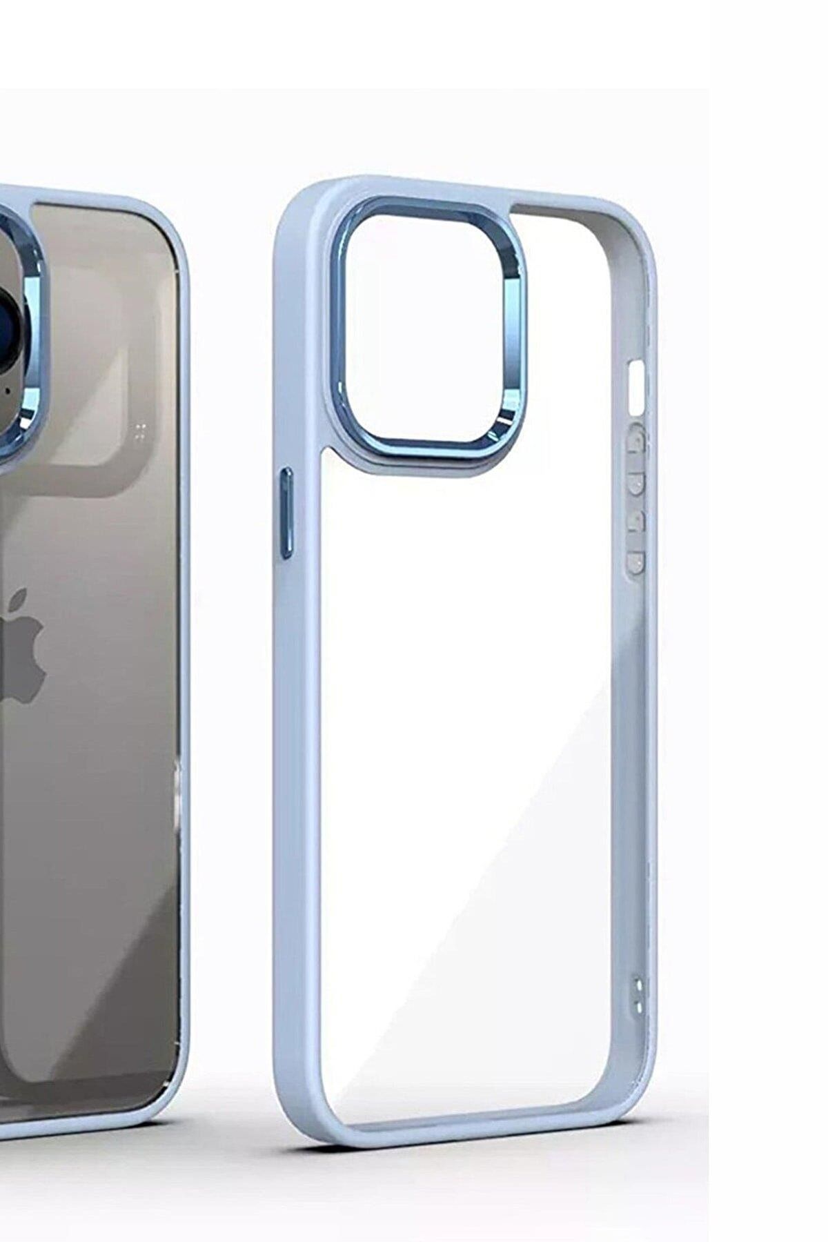 mooodcase Iphone 12 Uyumlu Renkli Nikelaj Krom Kamera Koruma Yükselti Detaylı Kılıf