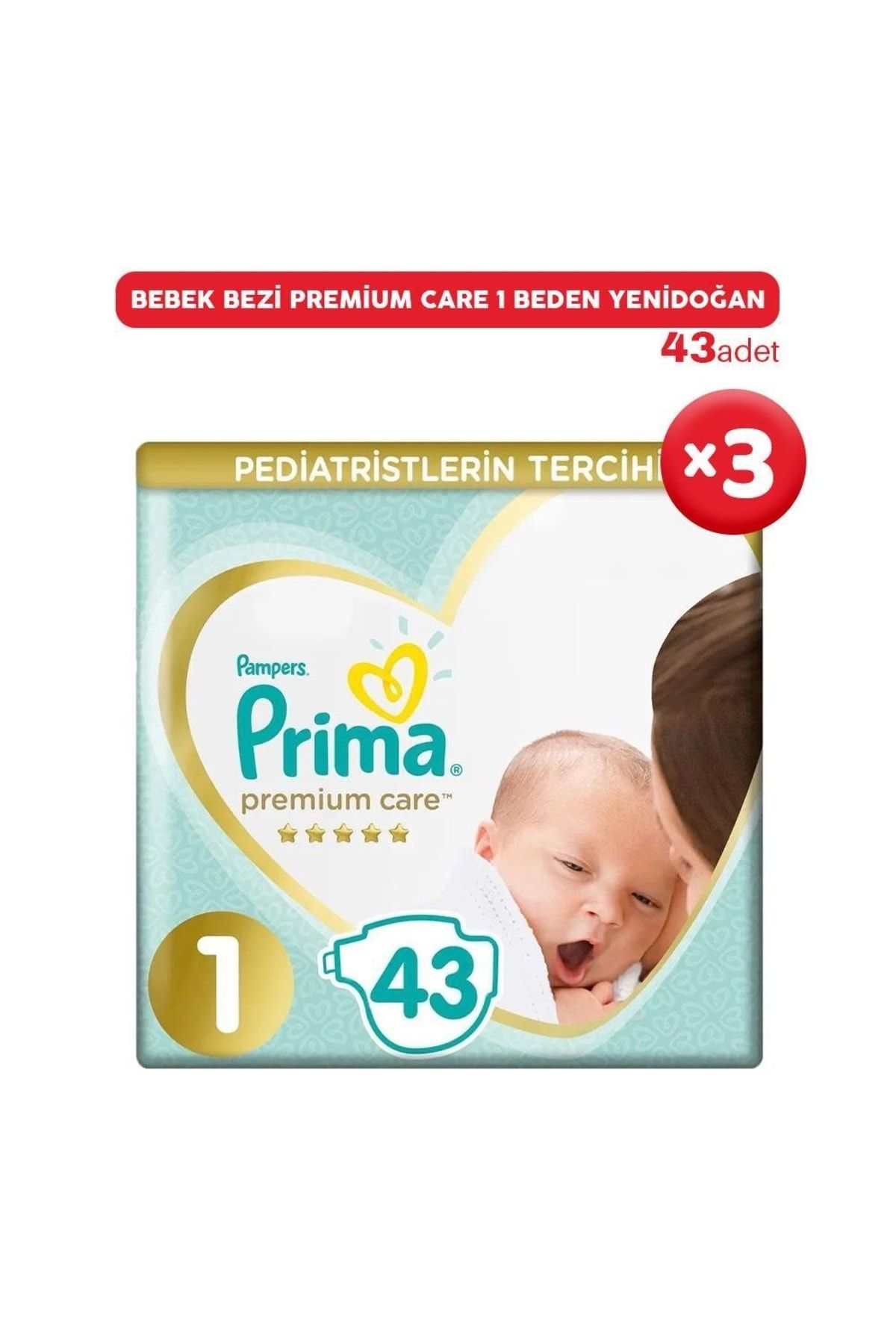 Prima Bebek Bezi Premium Care 1 Beden Yenidoğan 43 Adet X 3