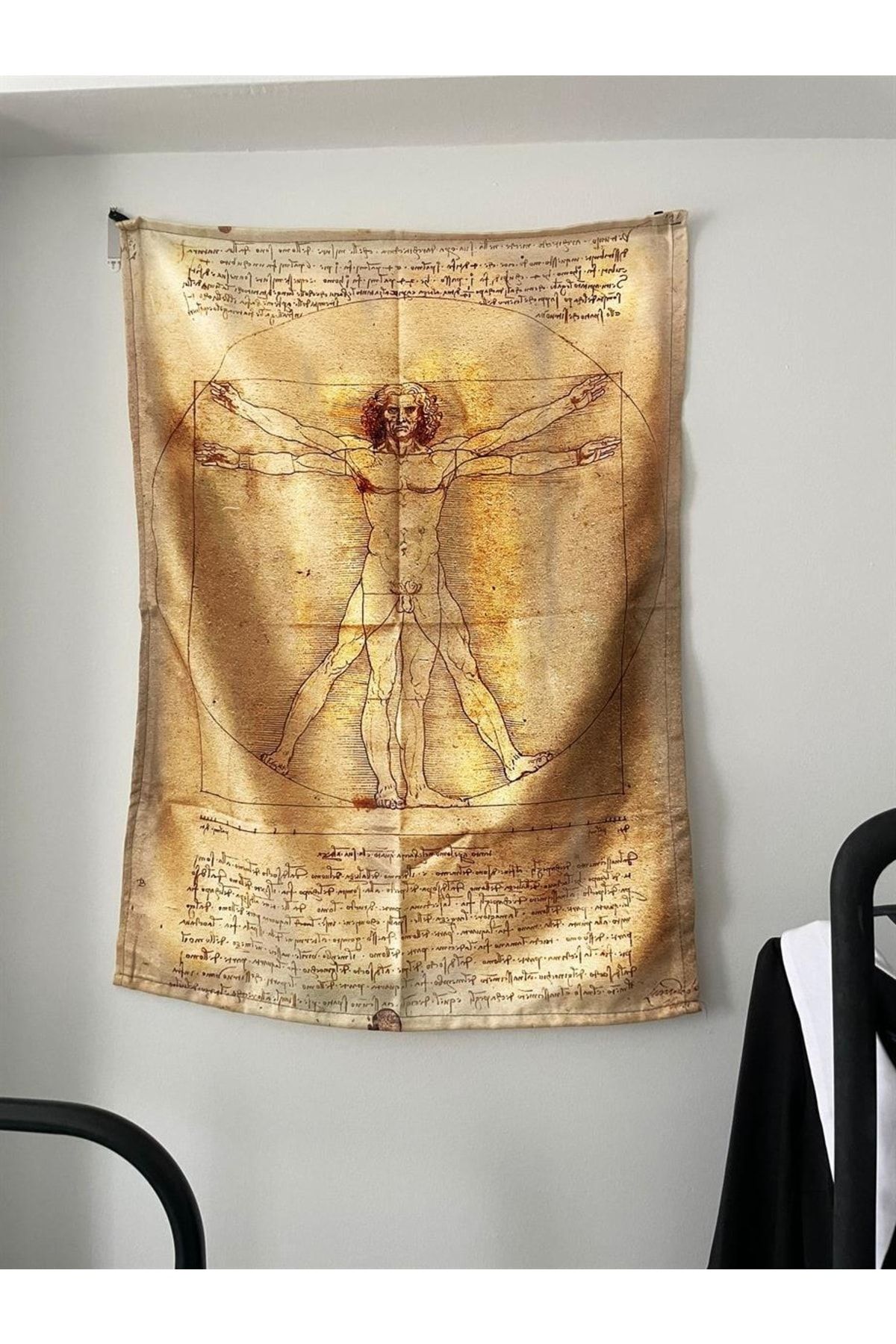 Planet Butik Vitruvian Man - Leanordo Da Vinci Duvar Örtüsü - Wall Tapestry I 70 X 100 Cm
