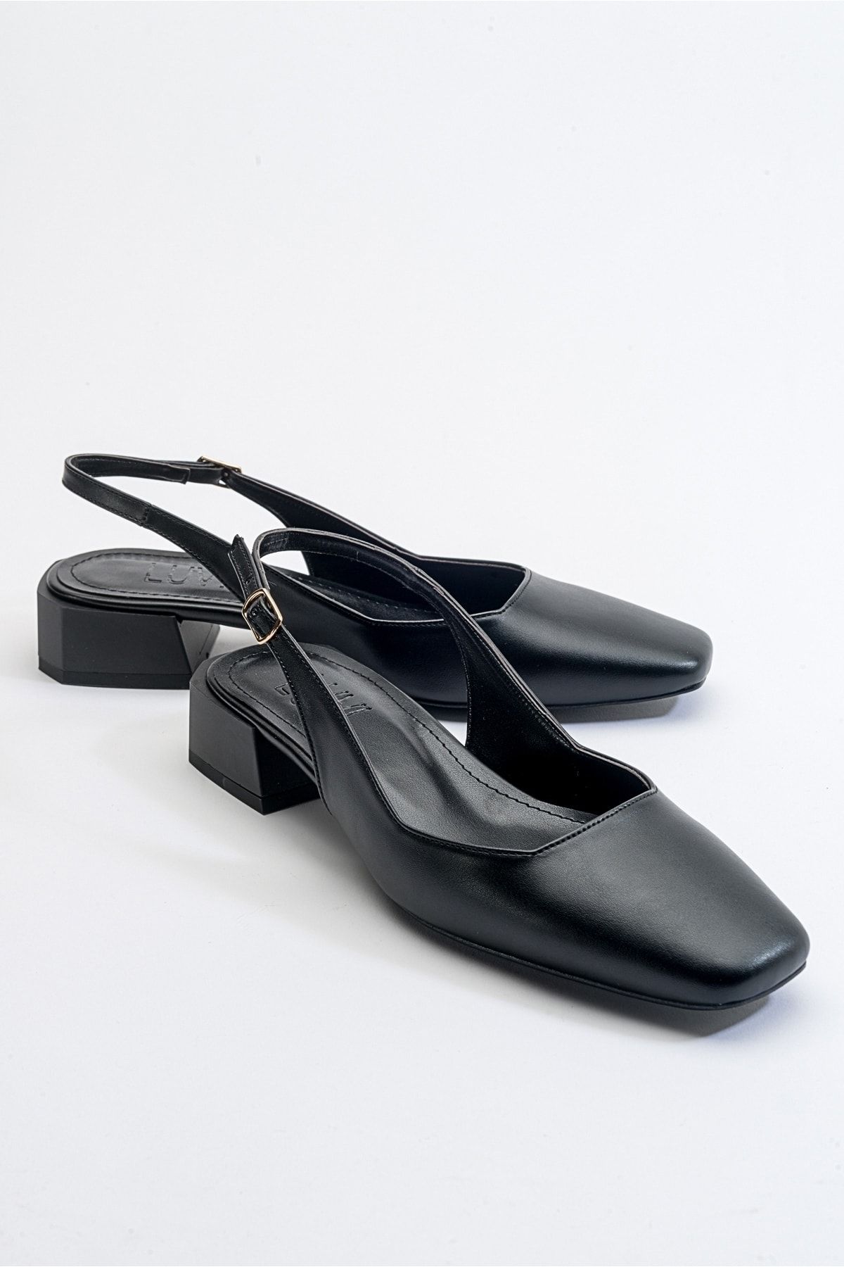 luvishoes State Siyah Cilt Kadın Topuklu Ayakkabı