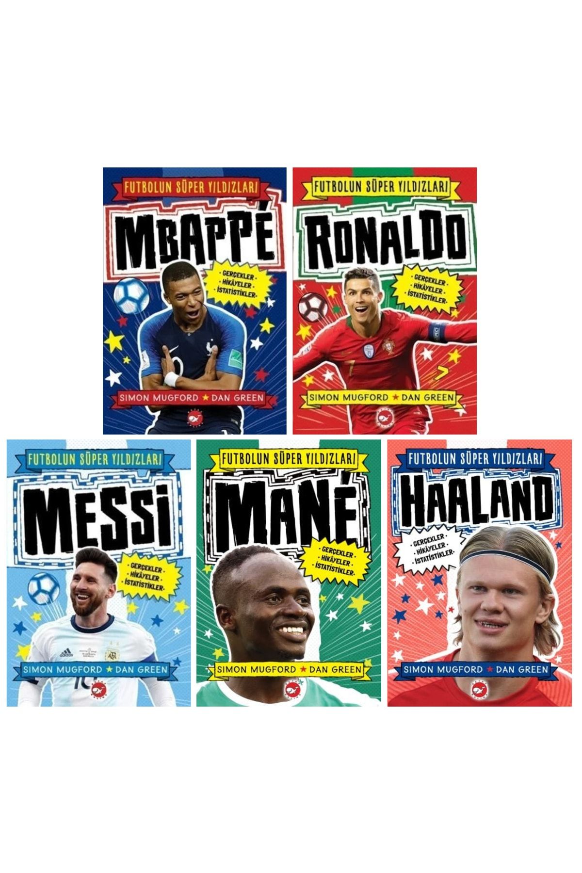 Beyaz Balina Yayınları Futbolun Süper Yıldızları 5 Kitap Set / Mbappe - Ronaldo - Haaland - Messi - Mane