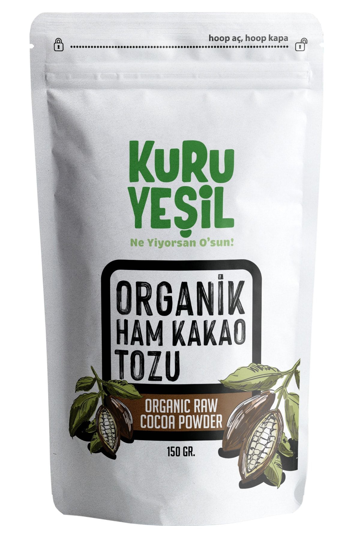 Kuru Yeşil Organik Ham Kakao 150 Gr | Kakao Tozu | Ham Kakao | Raw Cacao