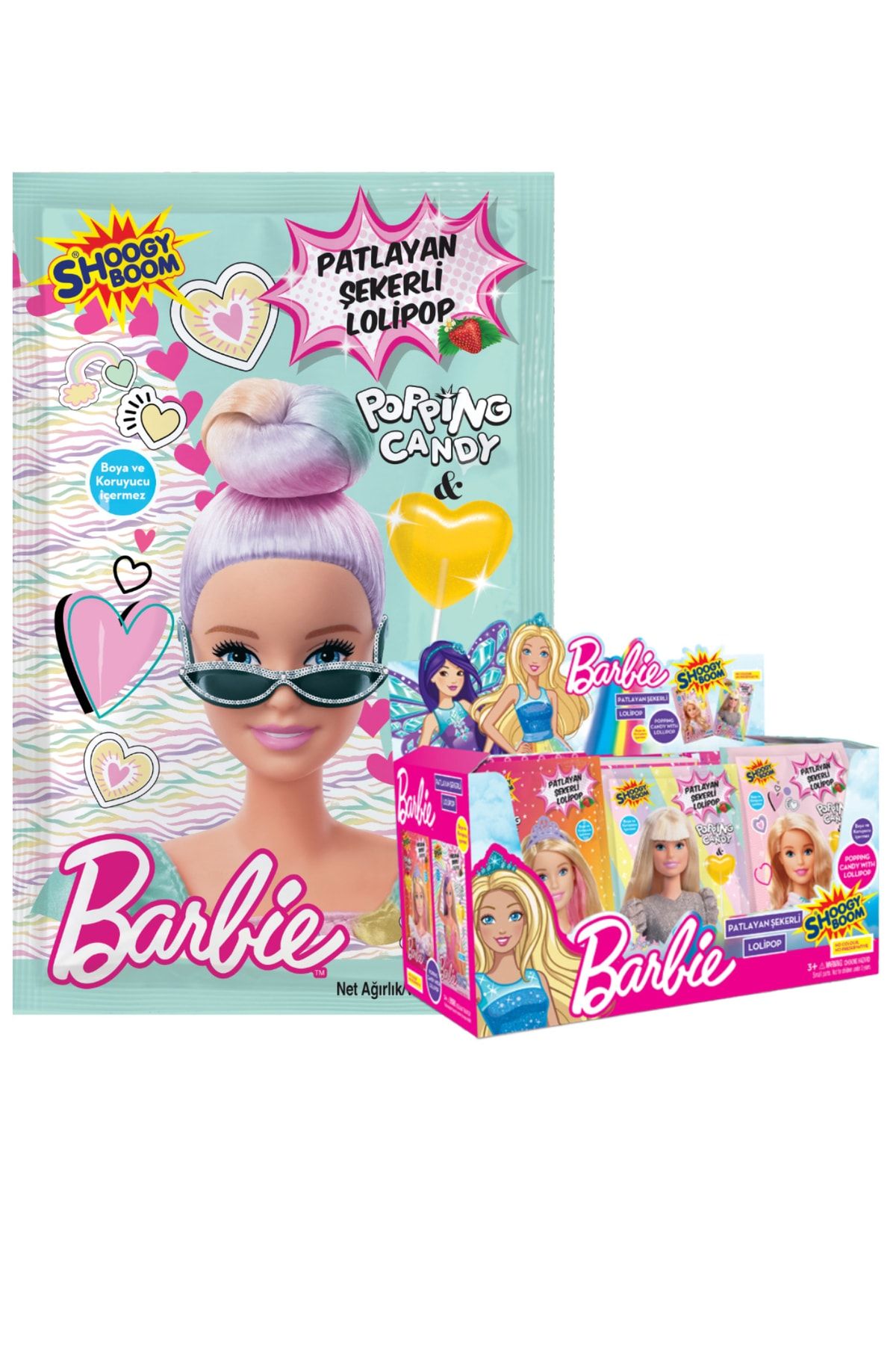 Barbie Patlayan Şekerli Lolipop Çilek Aromalı 3 Adet