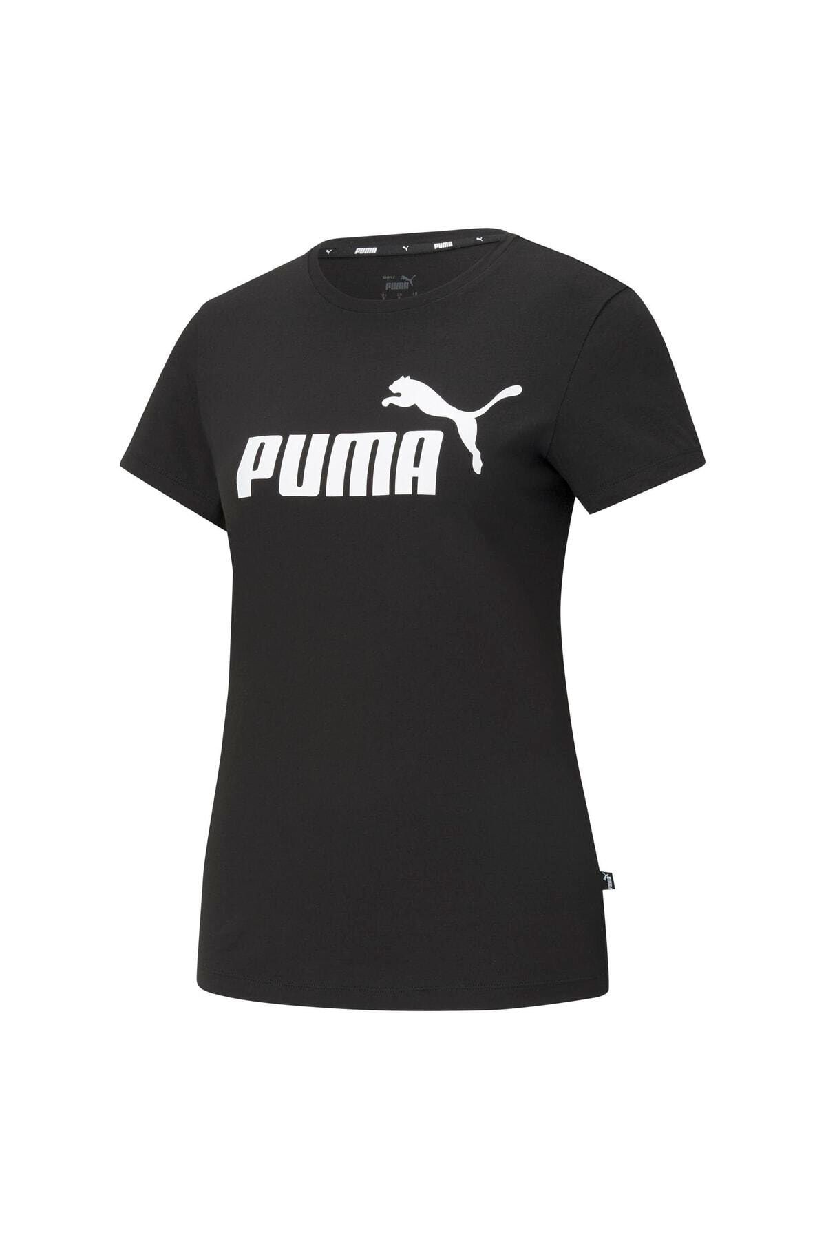 Puma Ess Logo Tee Siyah Kadın T-shirt 101085582