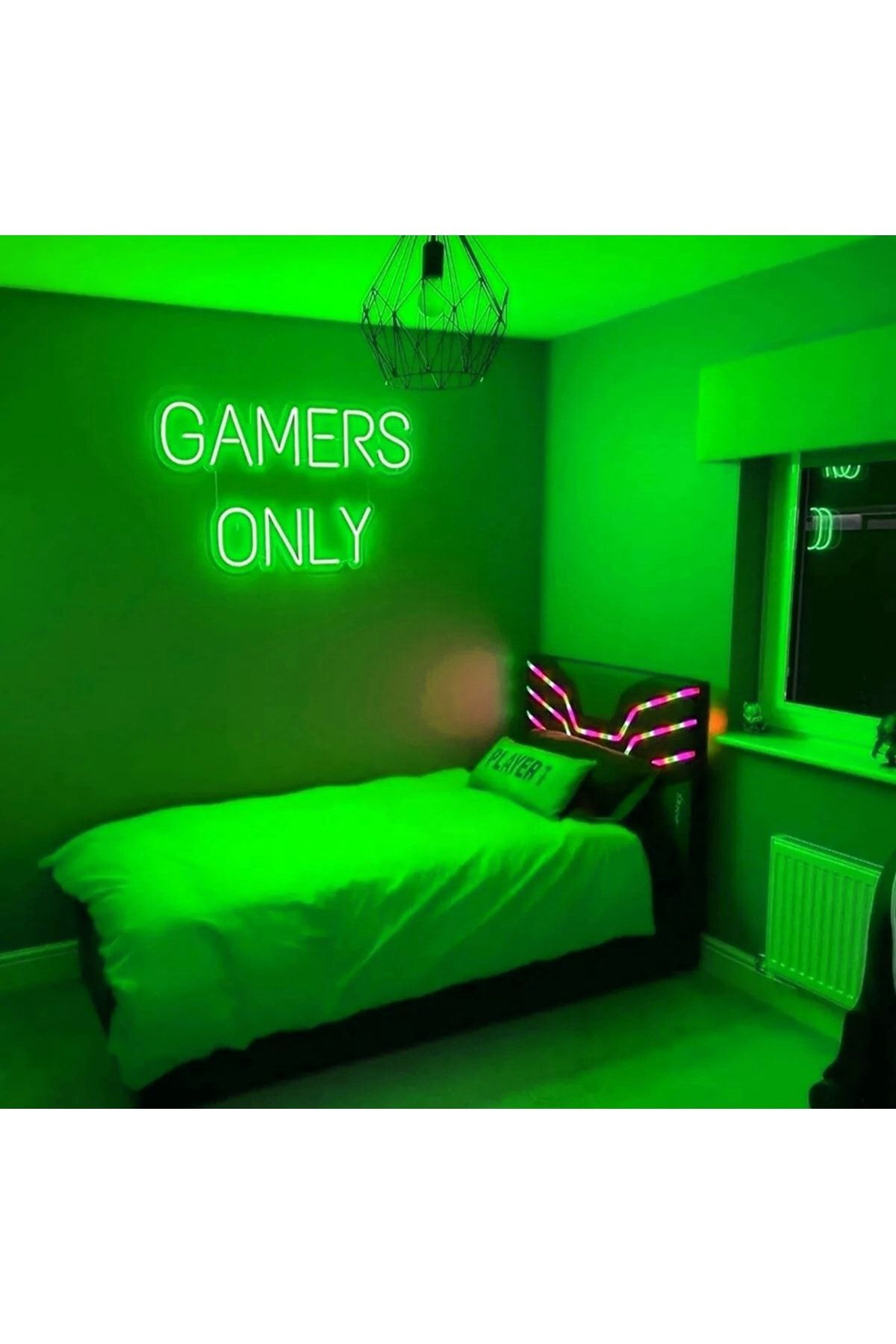 dekoraven Gamers Only Gamer Neon Oyuncu Odası Dekor Neon Tabela(80x40cm)