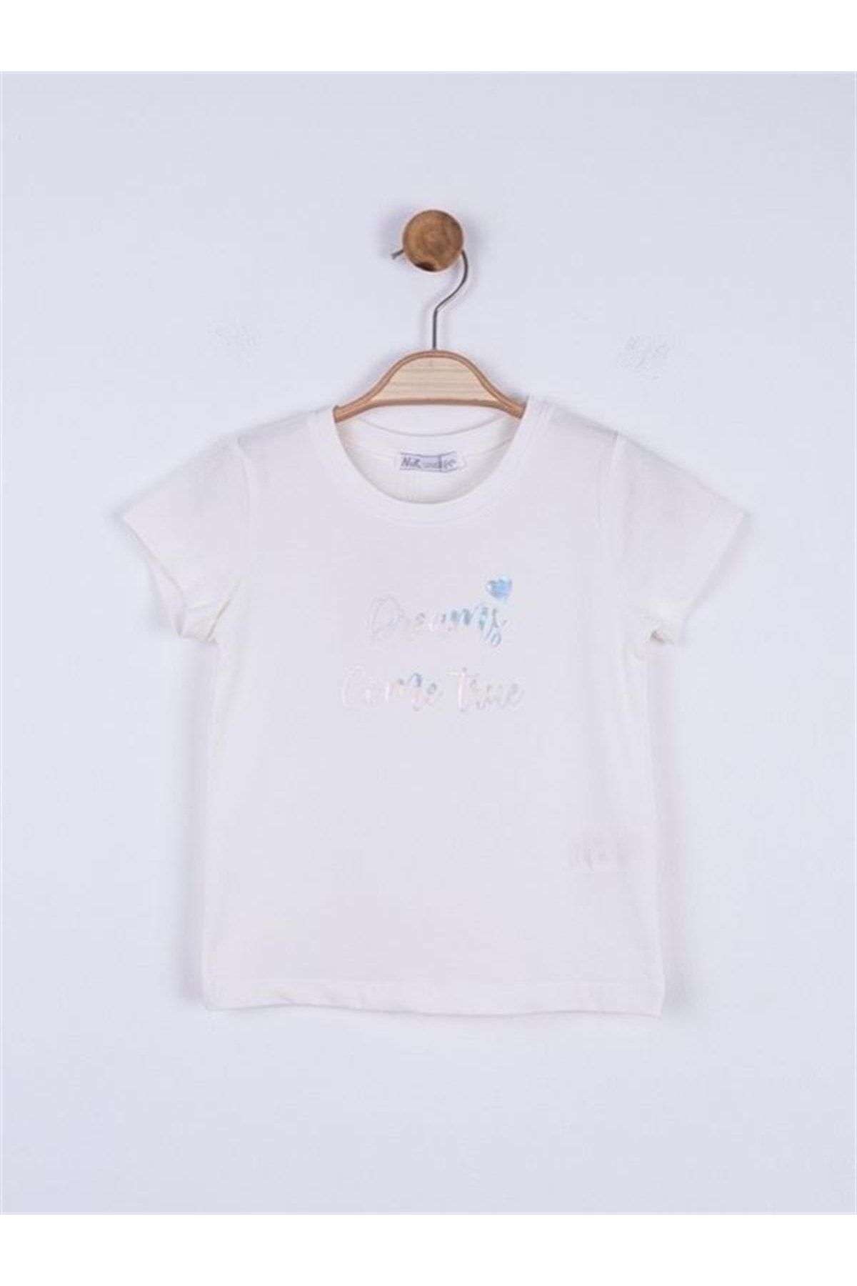 NK Kız Çocuk Pamuklu Gümüş Parlak Yazılı Mila Tshirt