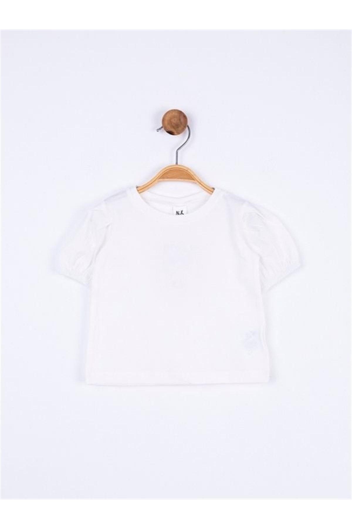NK Kız Bebek Çocuk Pamuklu Kısa Kol Kol Büzgülü Basic Tshirt