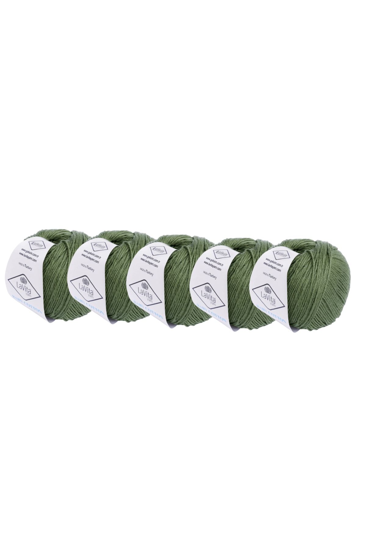 LaVita Yarn Baby Cotton 50 gr Amigurumi, Punch, El Örgü Ipi 5'li Paket Taka Yarn (GÖL YEŞİLİ-8118)