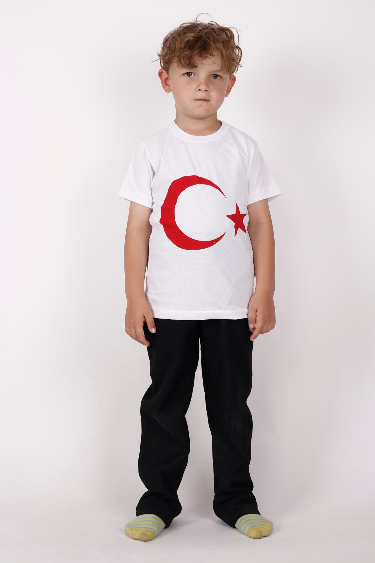 nacar çarşı Unısex Kısa Kol Çocuk Bayrak Ay Yıldızlı 23 Nisan 29 Ekim 10 Kasım Gösteri T-shırt