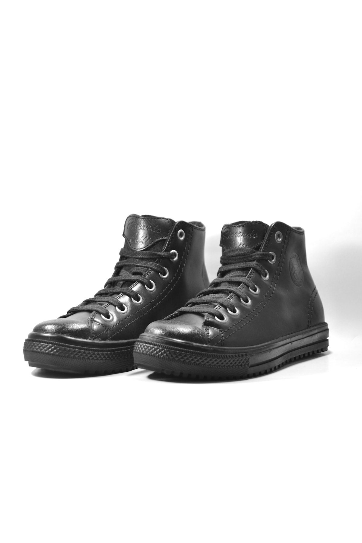 Riccardo Colli 3106 Hakiki Deri Siyah Bilekli Bağlı Genç Erkek Çocuk Sneakers Ayakkabı