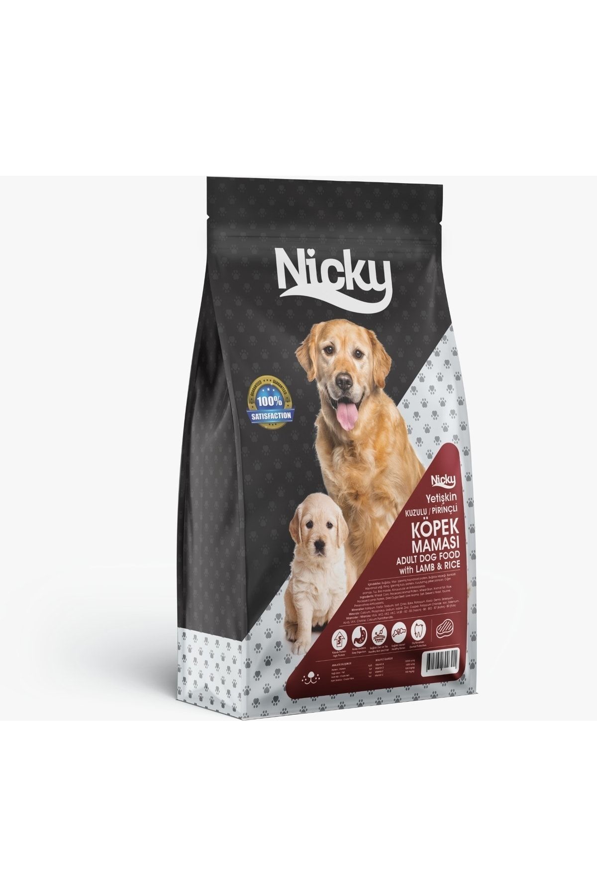 Nicky Yetişkin Kuzulu Pirinçli Köpek Maması - 15 Kg