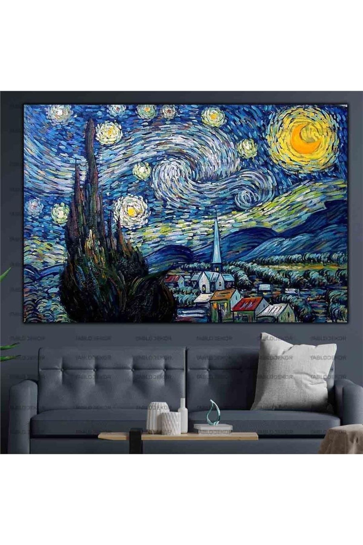 tablodekor Vincent Van Gogh-yıldızlı Gece Reprodüksiyon Yağlı Boya Tablo