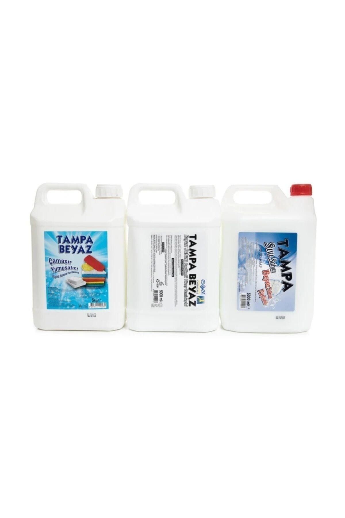 TAMPA Yüzey Temizleyici Sıvı El Sabunu Yumuşatıcı Beyaz Sabun Parfümlü 3'lü Set