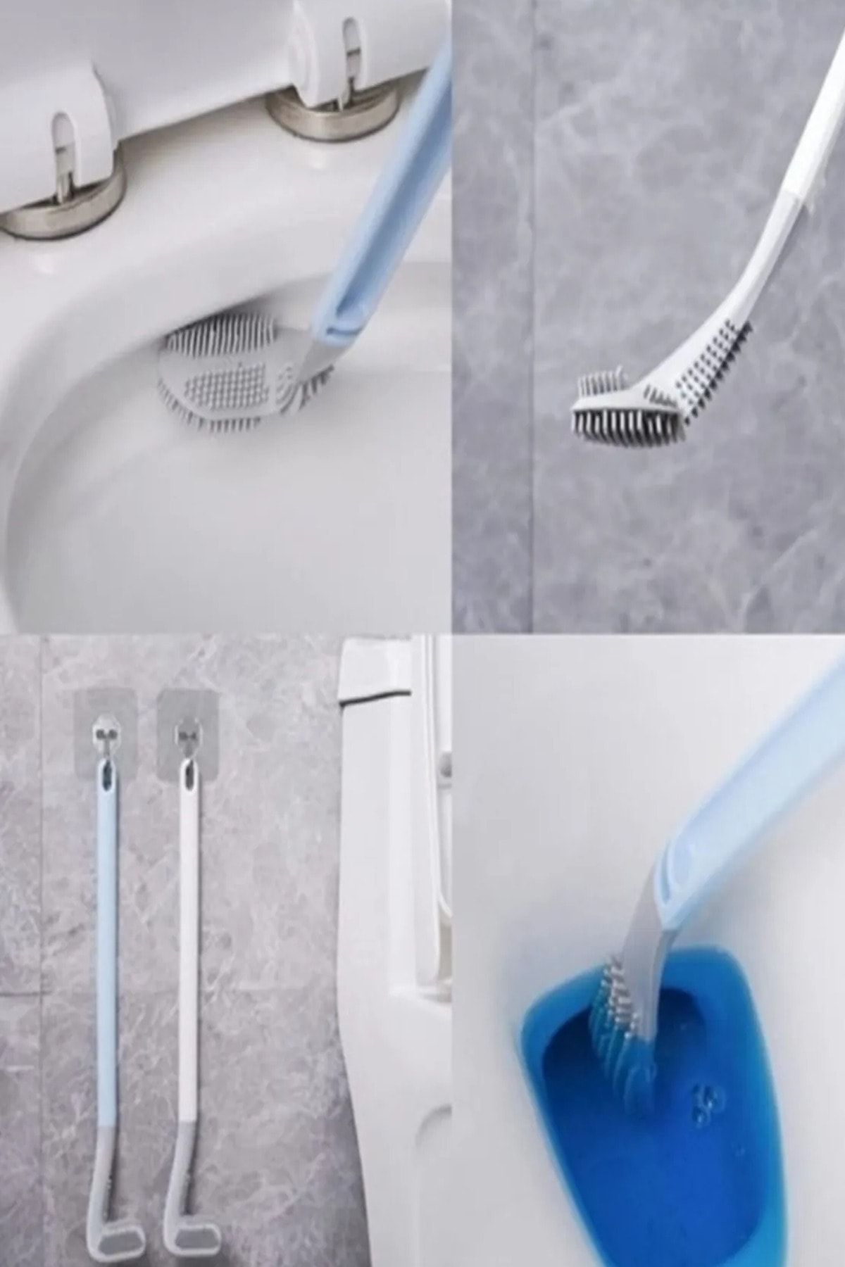 Else Dekor Else Golf Tasarımlı Silikon Banyo Tuvalet Klozet Temizleme Fırçası Ve Tutucu Set