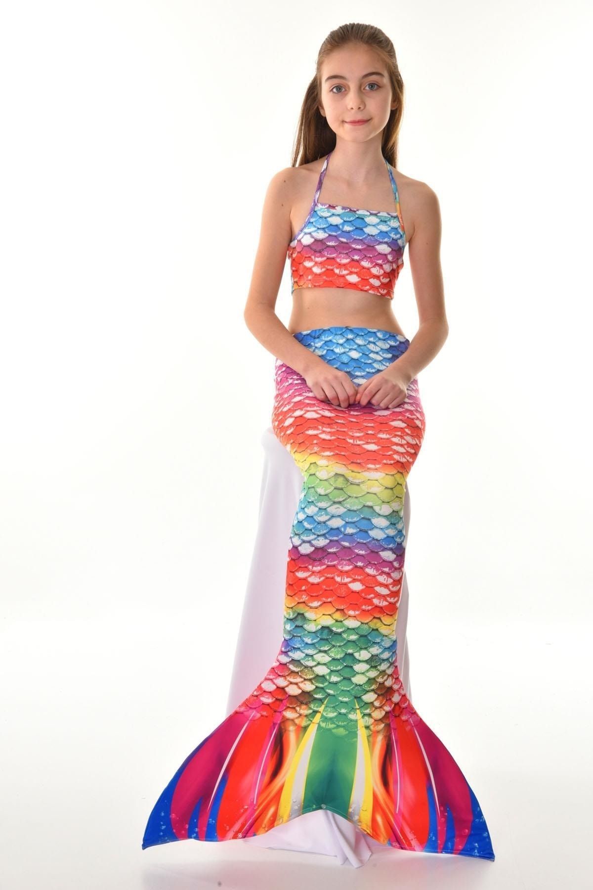 Rs Ramuni Deniz Kızı Kostümü 3'lü Set Renkli