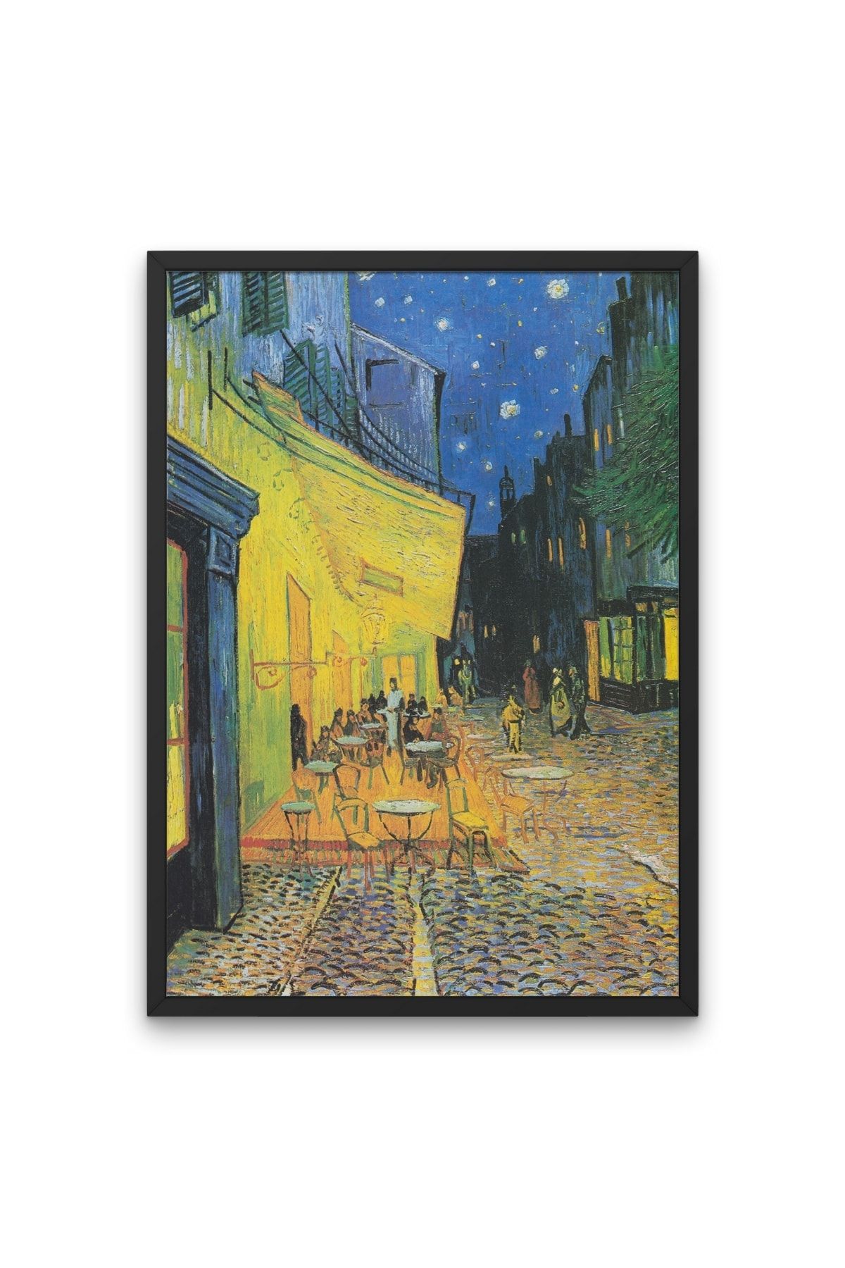NOKEM Kafe Terasta Gece Tablosu & Çerçeveli Sanatsal Van Gogh Tablosu Sdnkm1