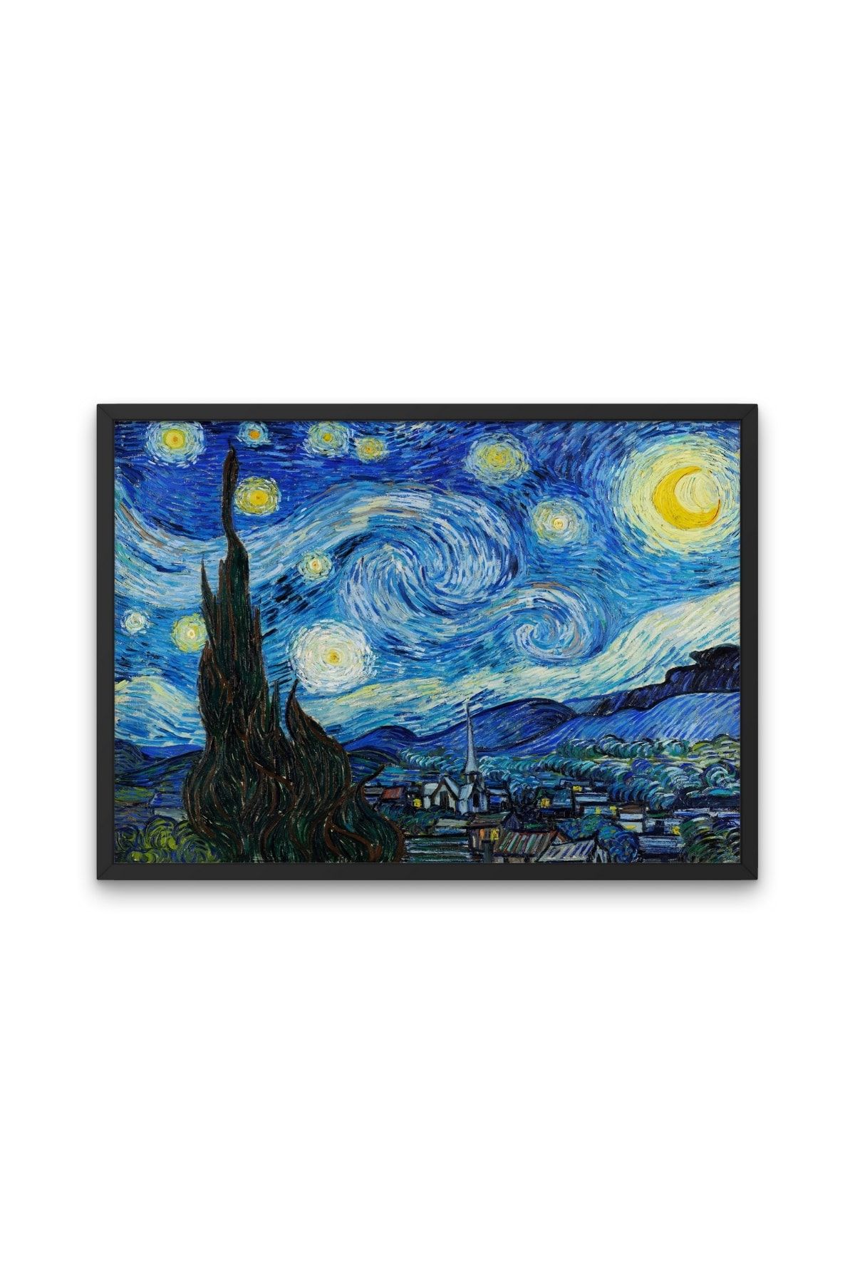 NOKEM Çerçeveli Yıldızlı Gece Tablo & Ünlü Vincent Van Gogh Tablo Sdnkm1