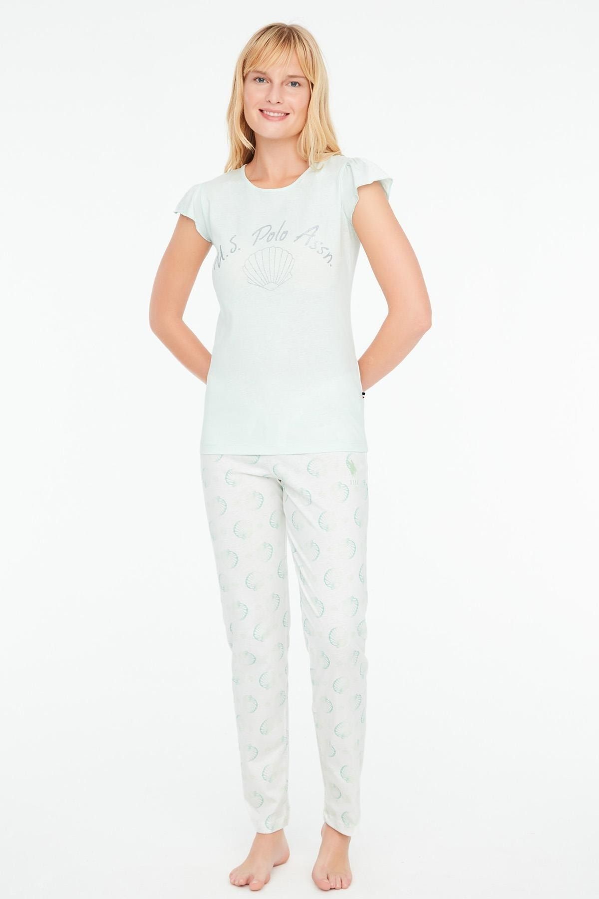U.S. Polo Assn. Kadın Kısa Kol Mint Pijama Takımı 1c6t8n94