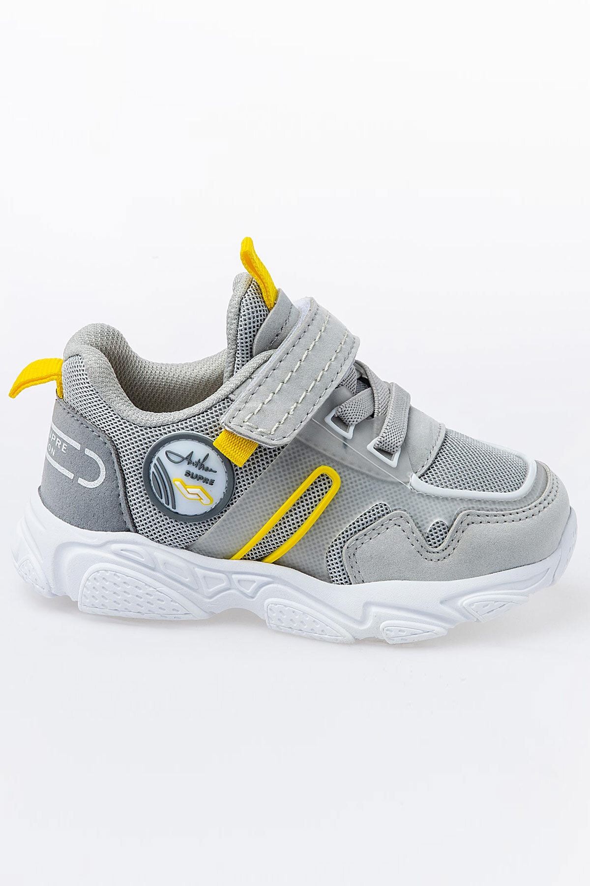 Jump 26182 Gri - Lacivert - Sarı Uniseks Çocuk Yazlık Bebek Günlük Rahat Yürüyüş Spor Ayakkabı