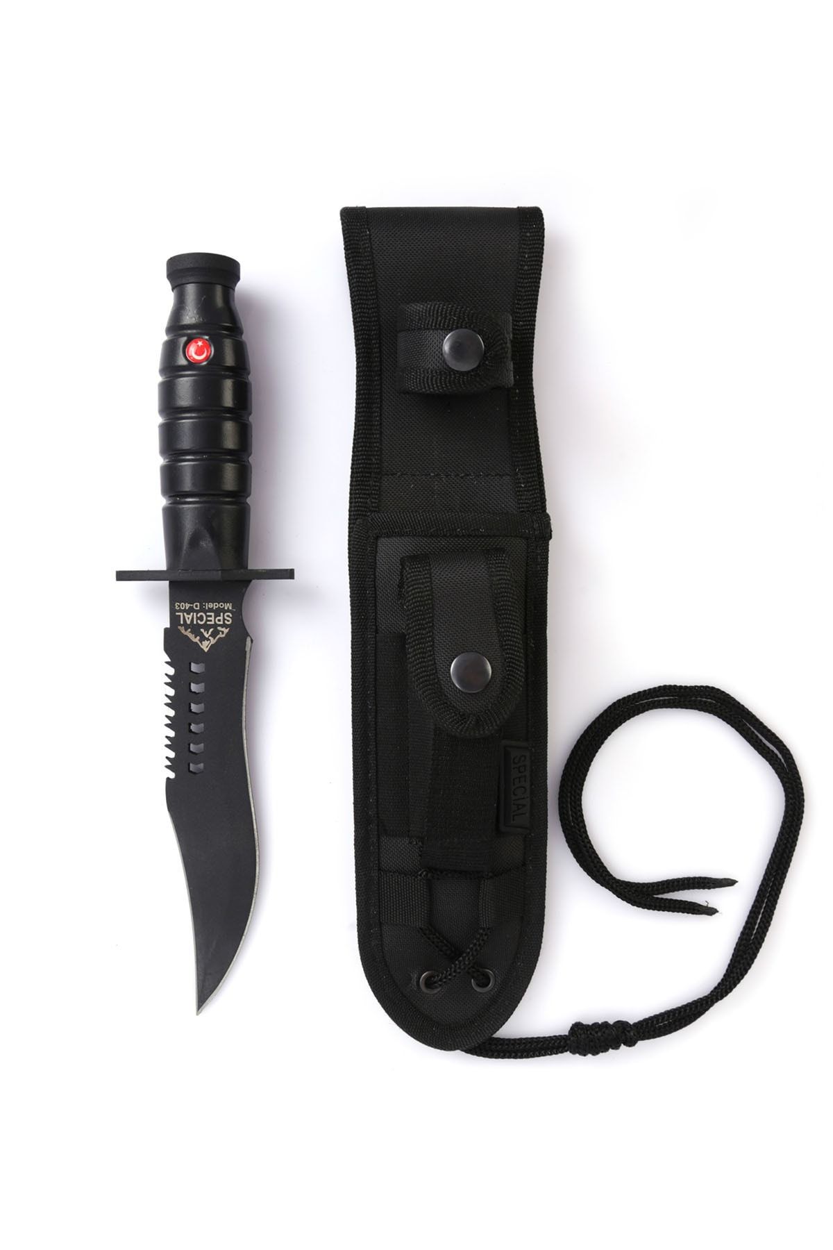 Asker Kolisi Siyah Komando Rambo Bıçağı - Asker Dağcı Kamp Büyük Delikli Bıçak
