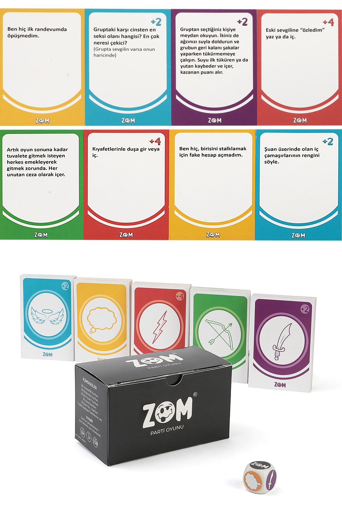 Metranya Zom Klasik İçki Oyunu Shot Oyunu 150 Kartlı Yılbaşı Oyunu Parti Oyunu Eğlenceli Kutu Kart Oyunu