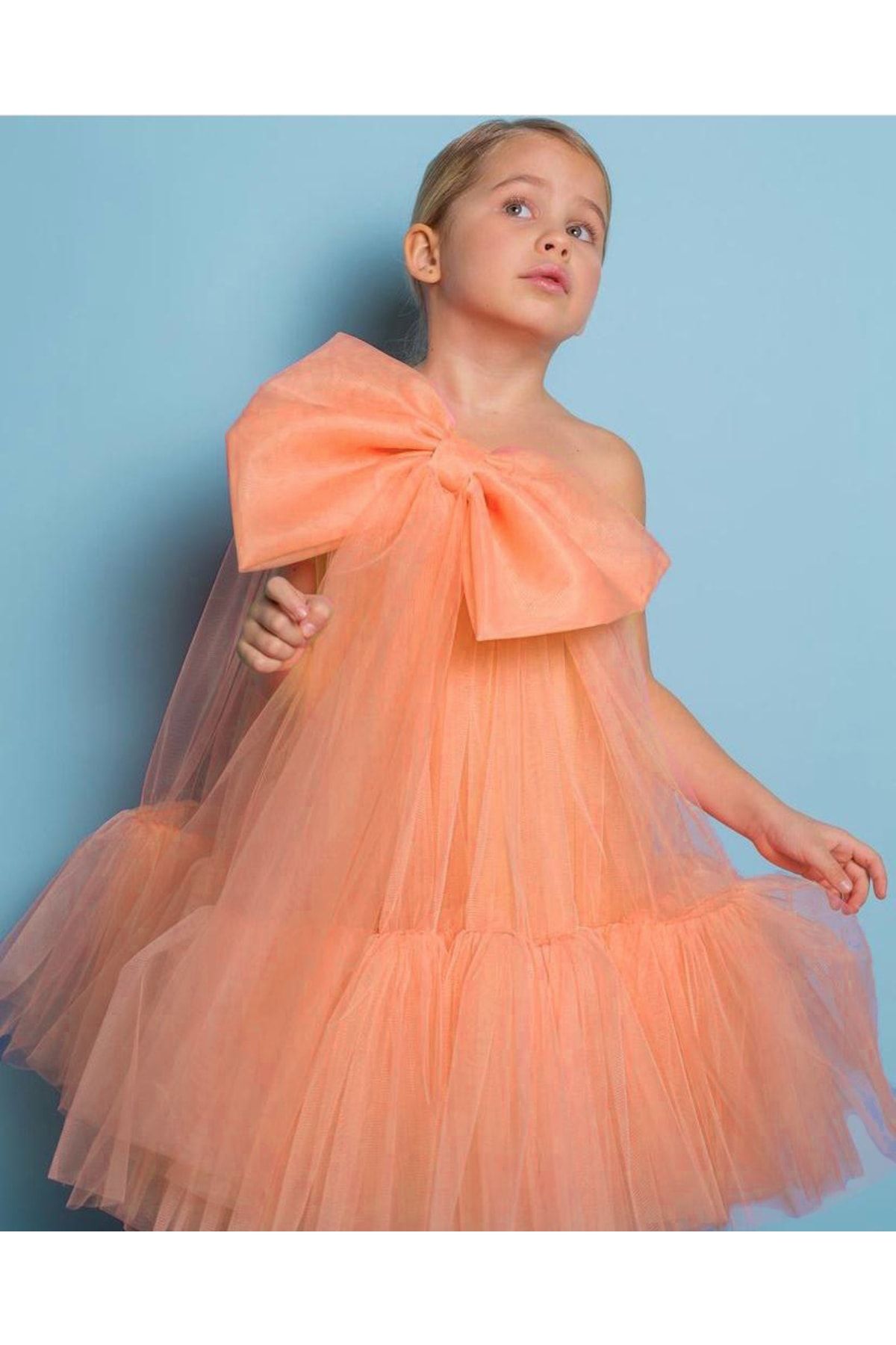 Asel Kids Kız Çocuk Yavruağzı Fiyonk Elbise