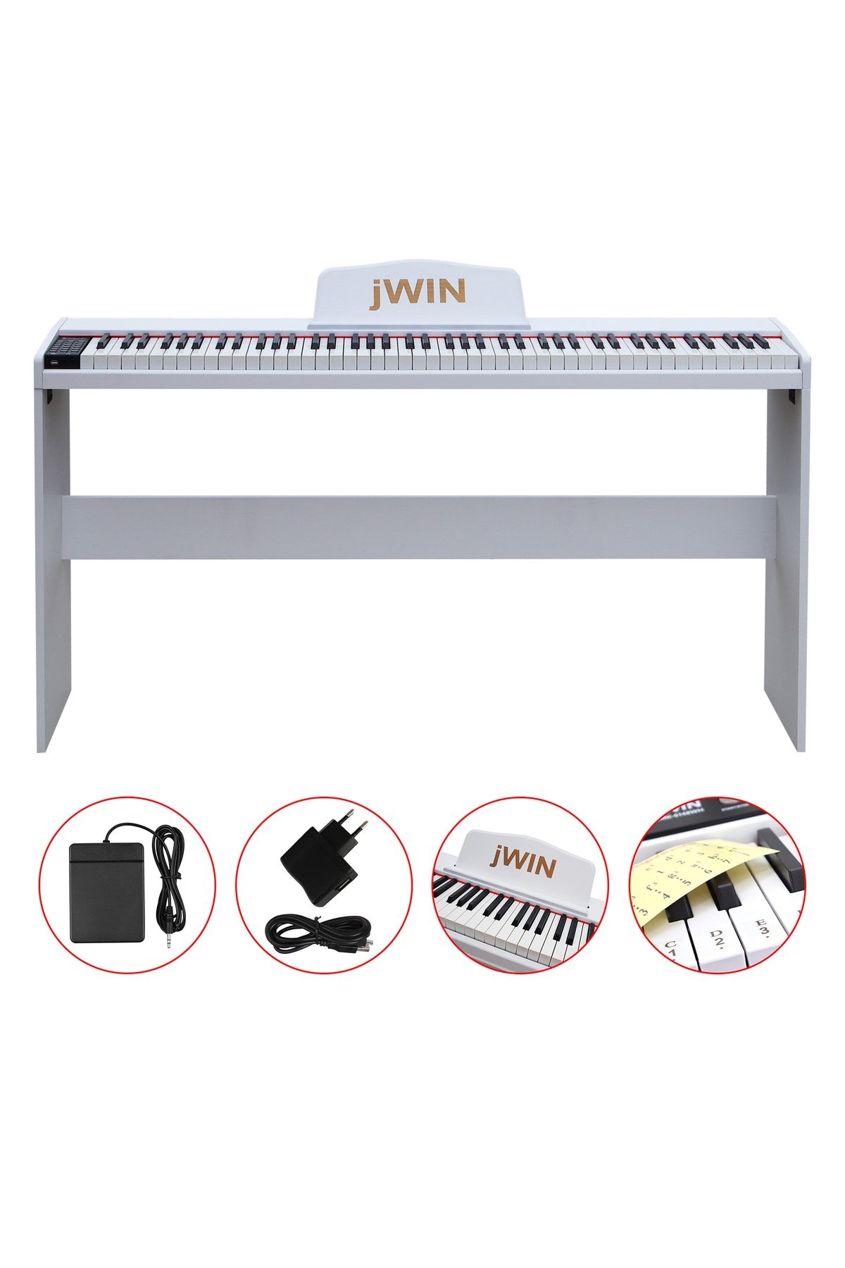 JWIN Sdp-88 Tuş Hassasiyetli 88 Tuşlu Piyano (beyaz)