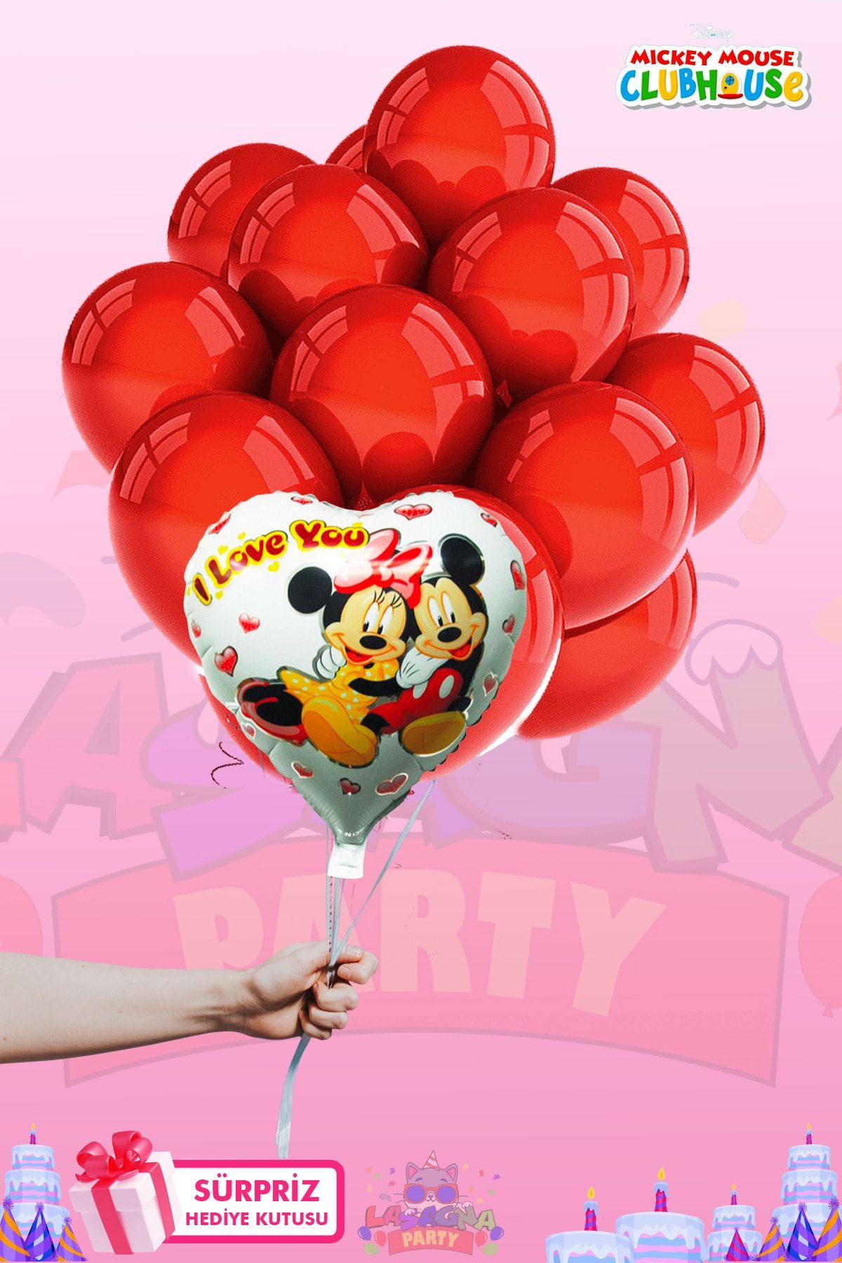 LASAGNA STORE Minnie Ve Mickey Mouse Temalı Lüx Folyo Balon Seti