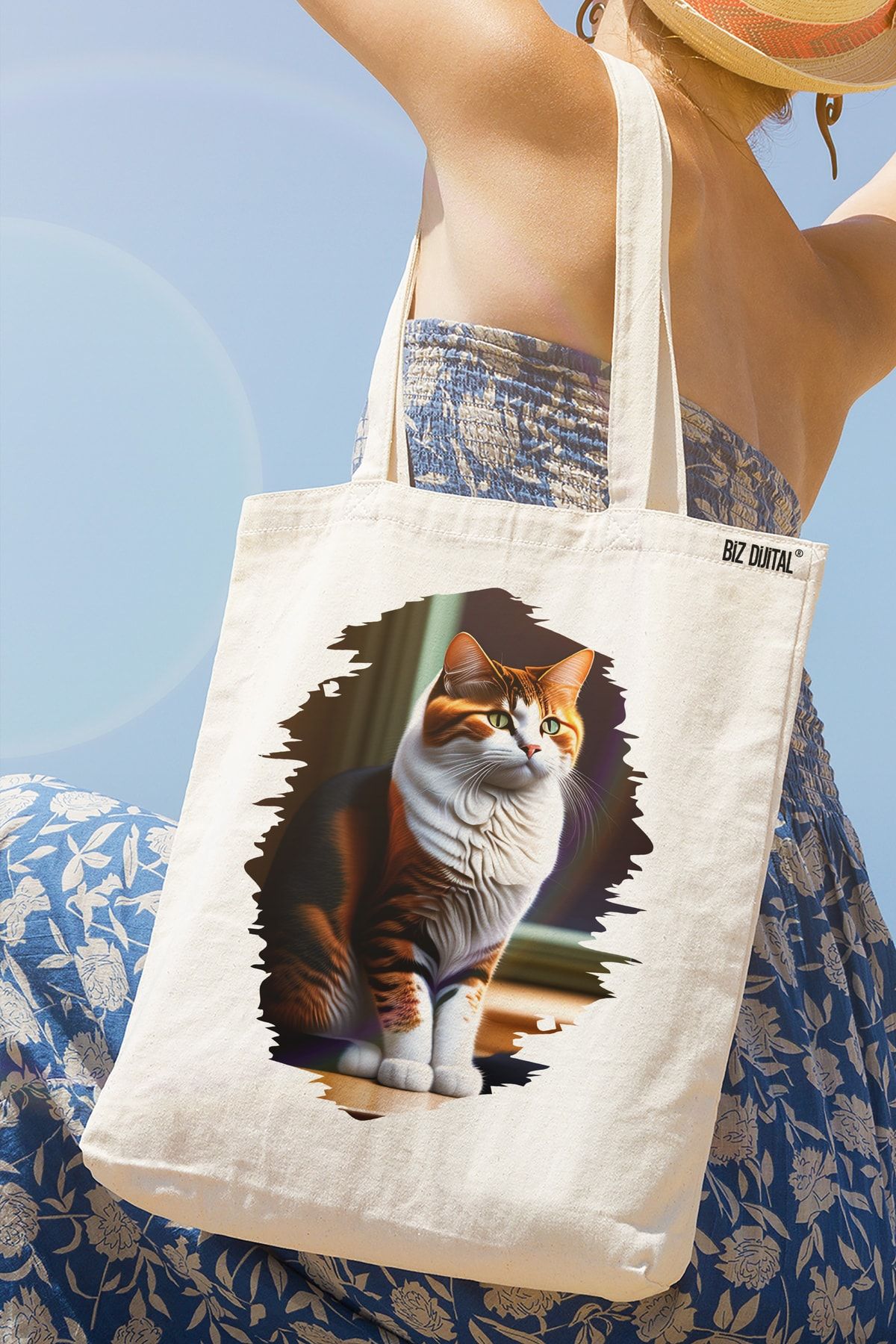 Biz Dijital Ham Bez Çanta Kedi Sevenler Için Vintage Kedi Baskılı - Çarpıcı Tasarımı Ile Göz Kamaştırıcı