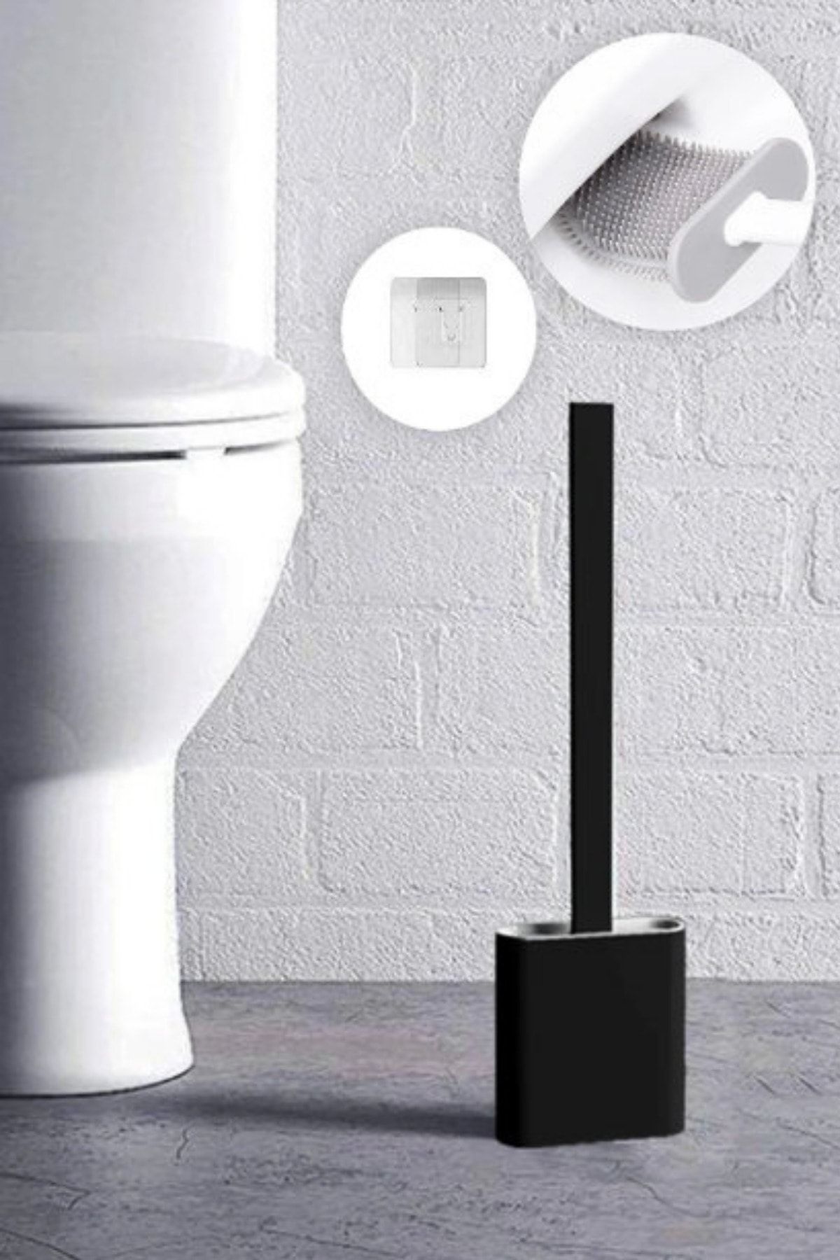 WAPPA Siyah Renk Silikon Tuvalet Fırçası Bükülebilir Pratik Silikon