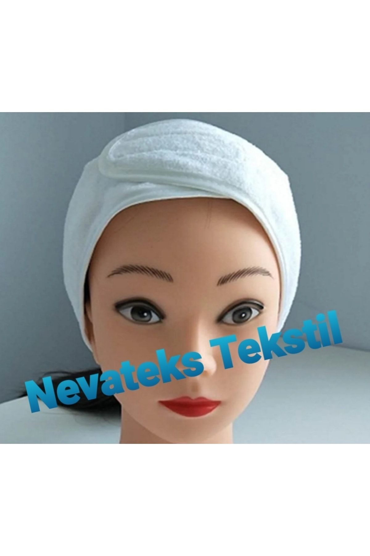 Nevateks Tekstil Wellsoft Makyaj Saç Bandı Biyeli Cırt Bantlı Beyaz Kozmetik Kuaför Spor Spa