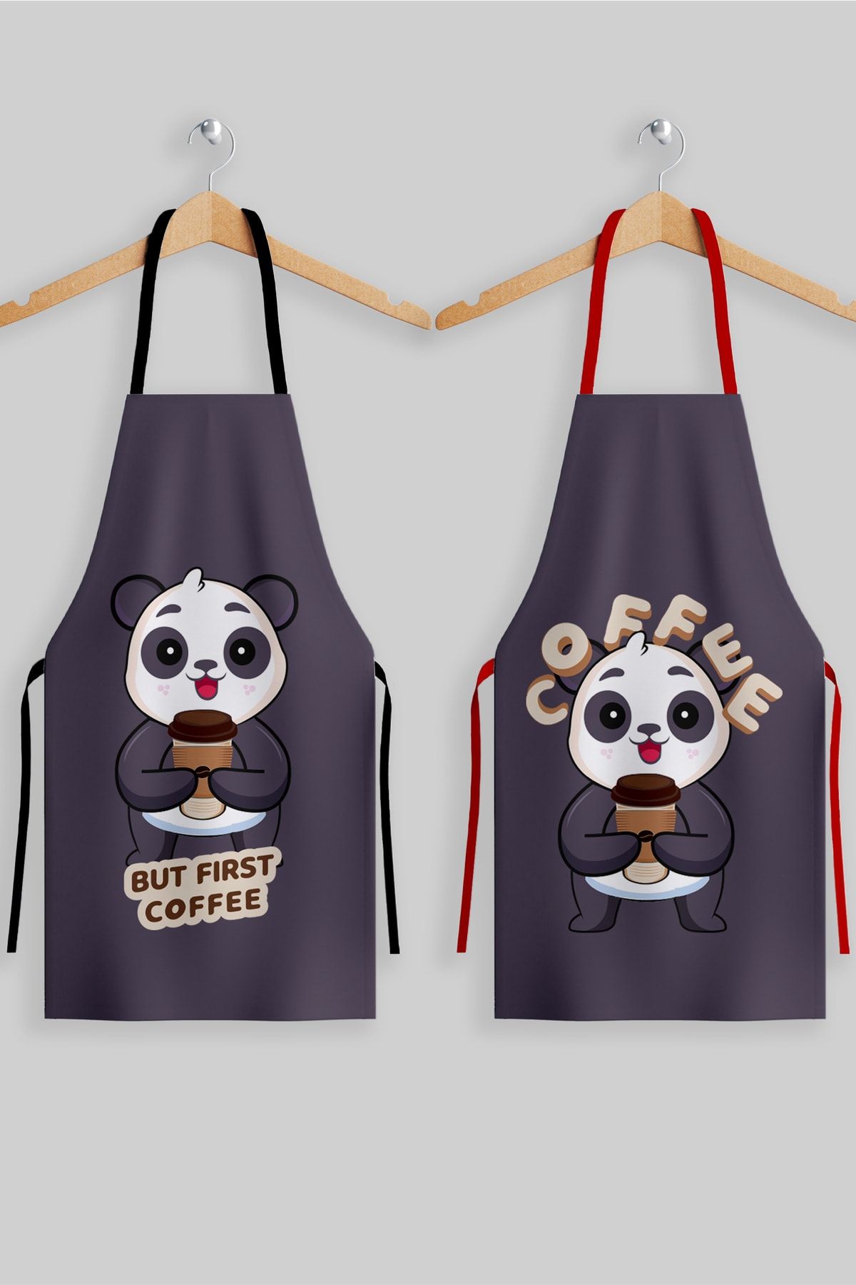 AYSHOME Ays Home Sevimli Panda 2'li Yetişkin Mutfak Önlüğü