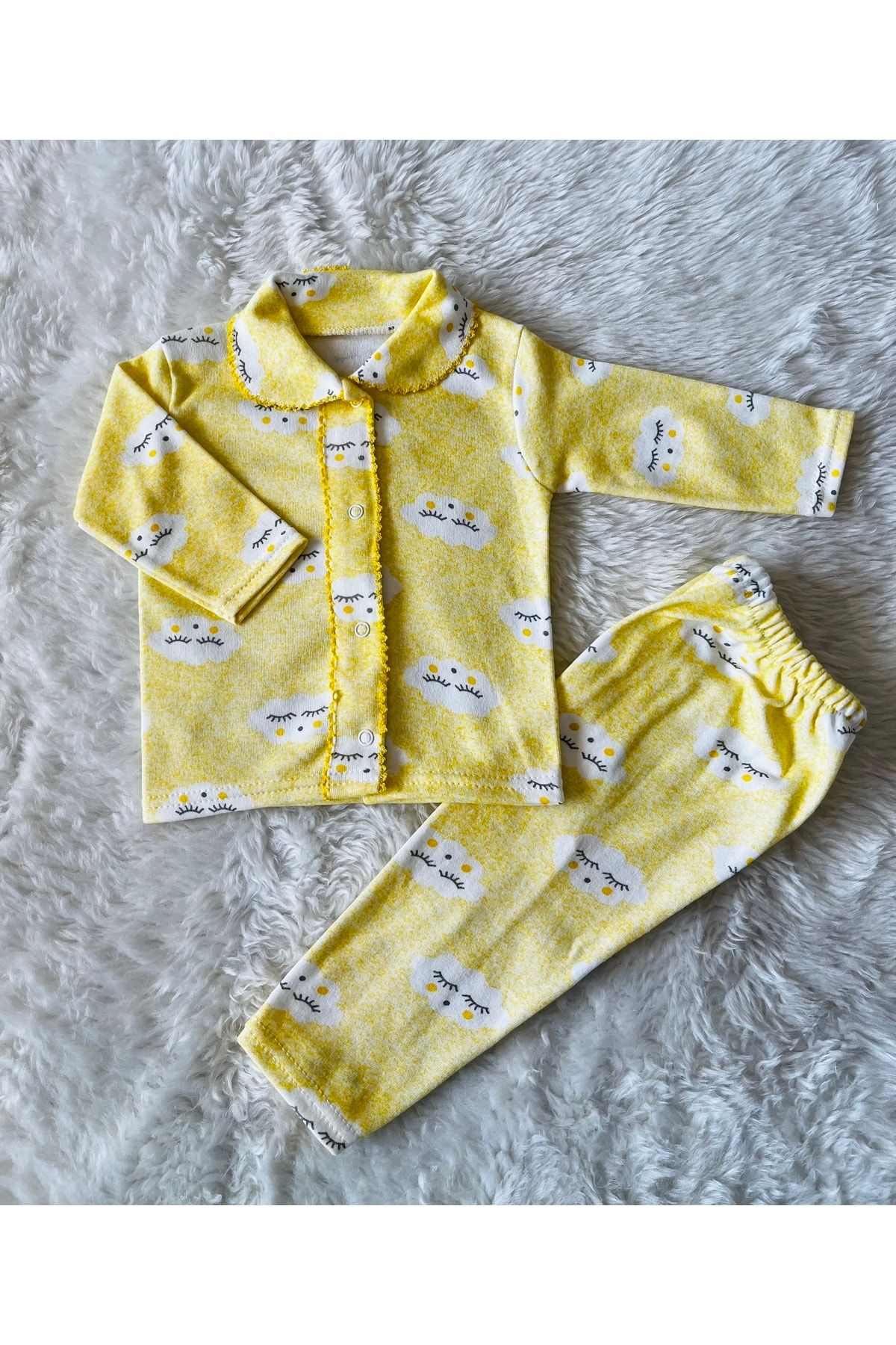 bebboo Sarı Bulutlu Komple Çıtçıtlı Kız Erkek Bebek Takım