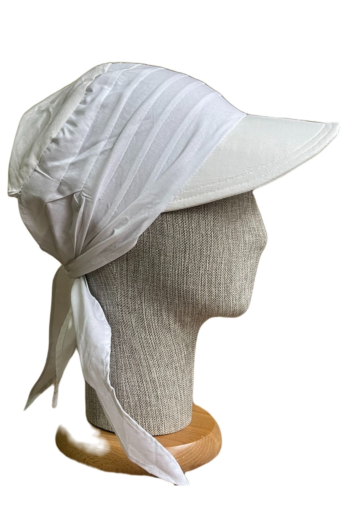 Rupen Kraft Bağlamalı Safari Kadın Şapkası Eşarplı Şapka Plaj Şapkası Siperli Bandana Şapka