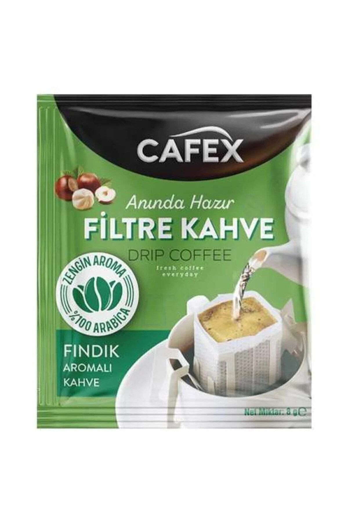CAFEX Filtre Kahve Tek Içimlik Fındık Aromalı 8 Gr X 25 Adet