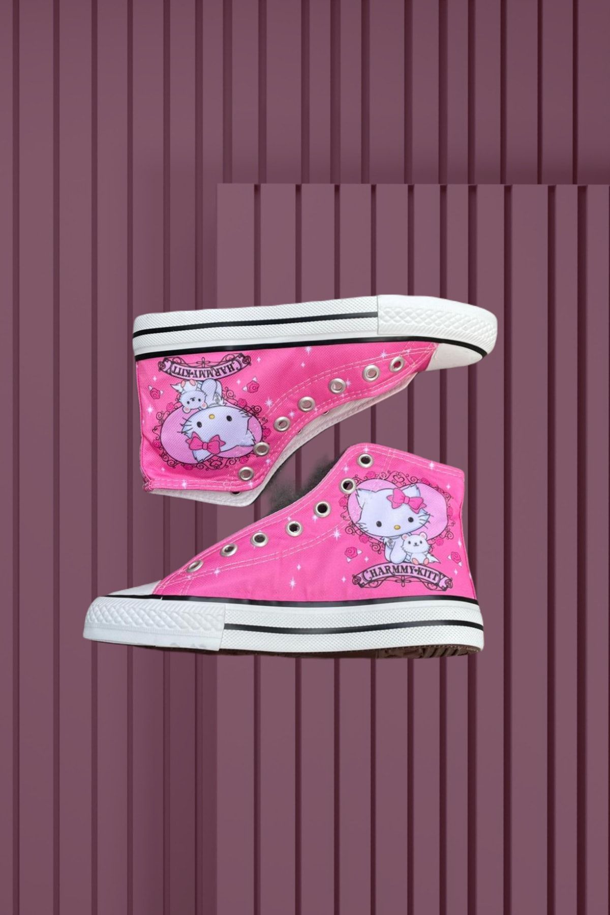 Köstebek Pembe Hello Kitty-charmmy Kitty Uzun Kanvas Ayakkabı