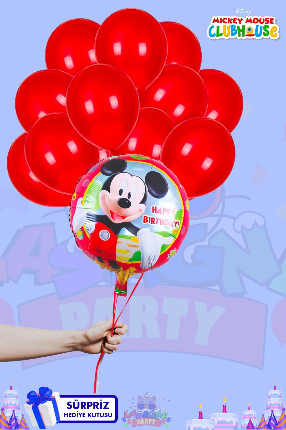LASAGNA STORE Mickey Mouse Temalı Gümüş Folyo Balon Seti