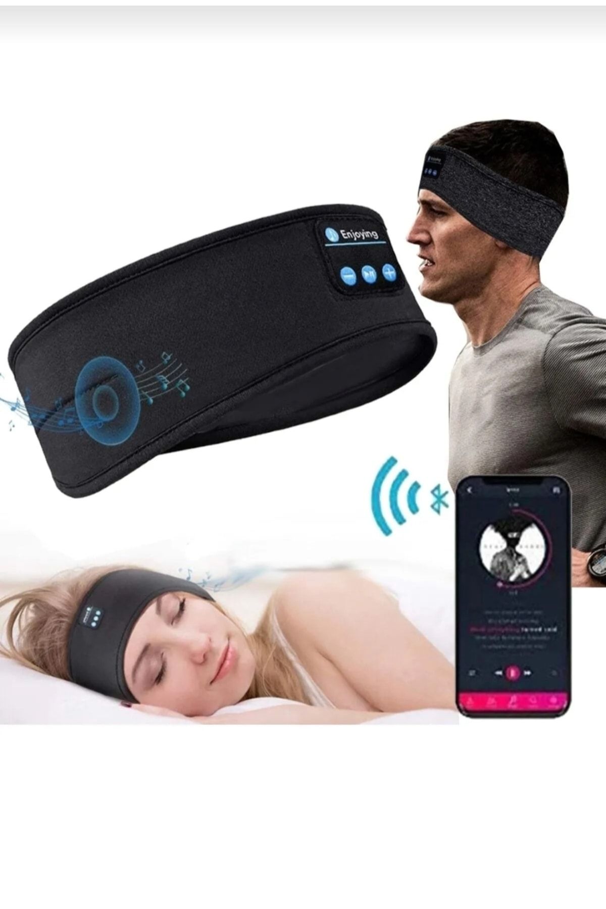 TEKNOAKUSTİK Yeni Nesil Kablosuz Bluetooth 5.0 Spor Uyku Su Geçirmez Yaz Kış Çok Yönlü Kumaş Bandana Kulaklık