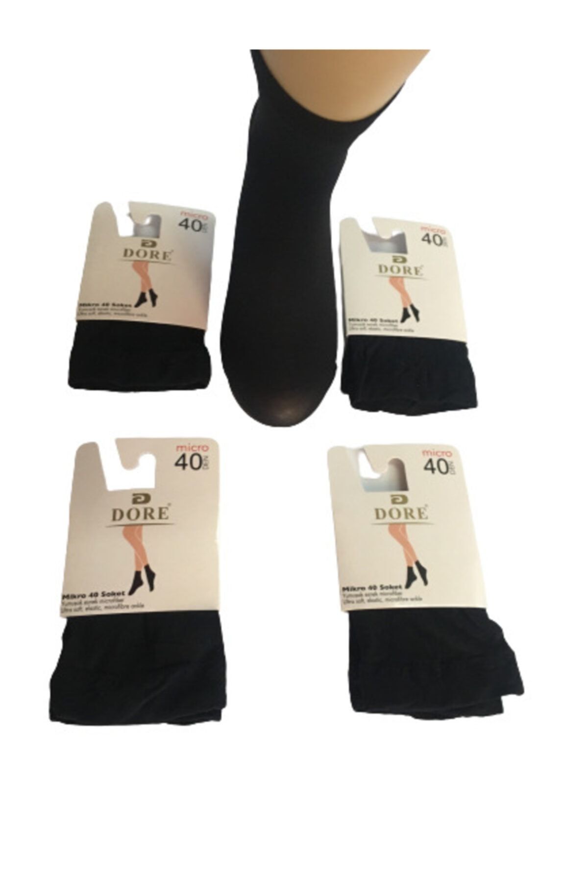 DORE Kadın Micro 40 Soket Siyah Çorap 4'lü