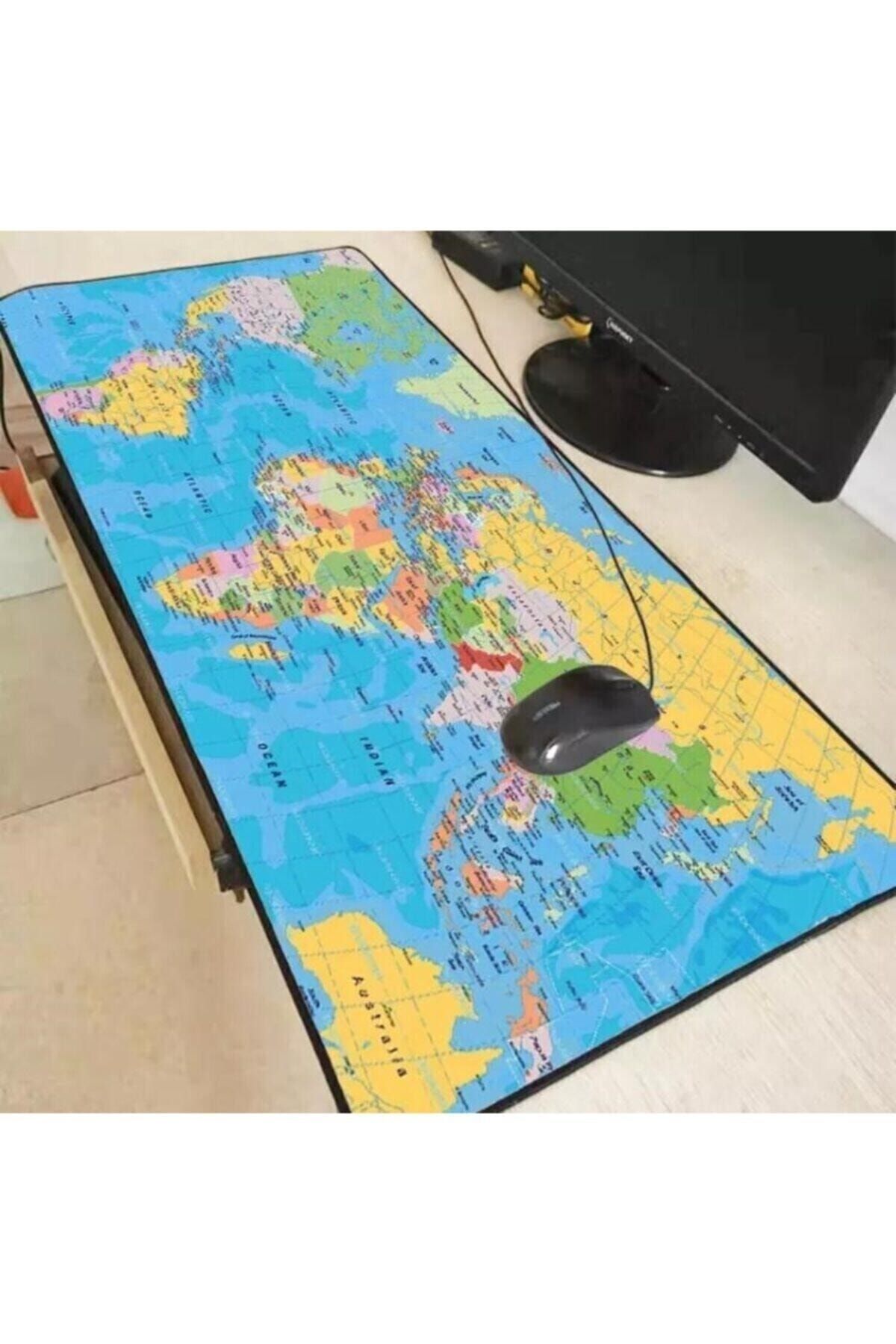 M90 Dünya Haritası Atlas Kesim 90*40 Mausepad