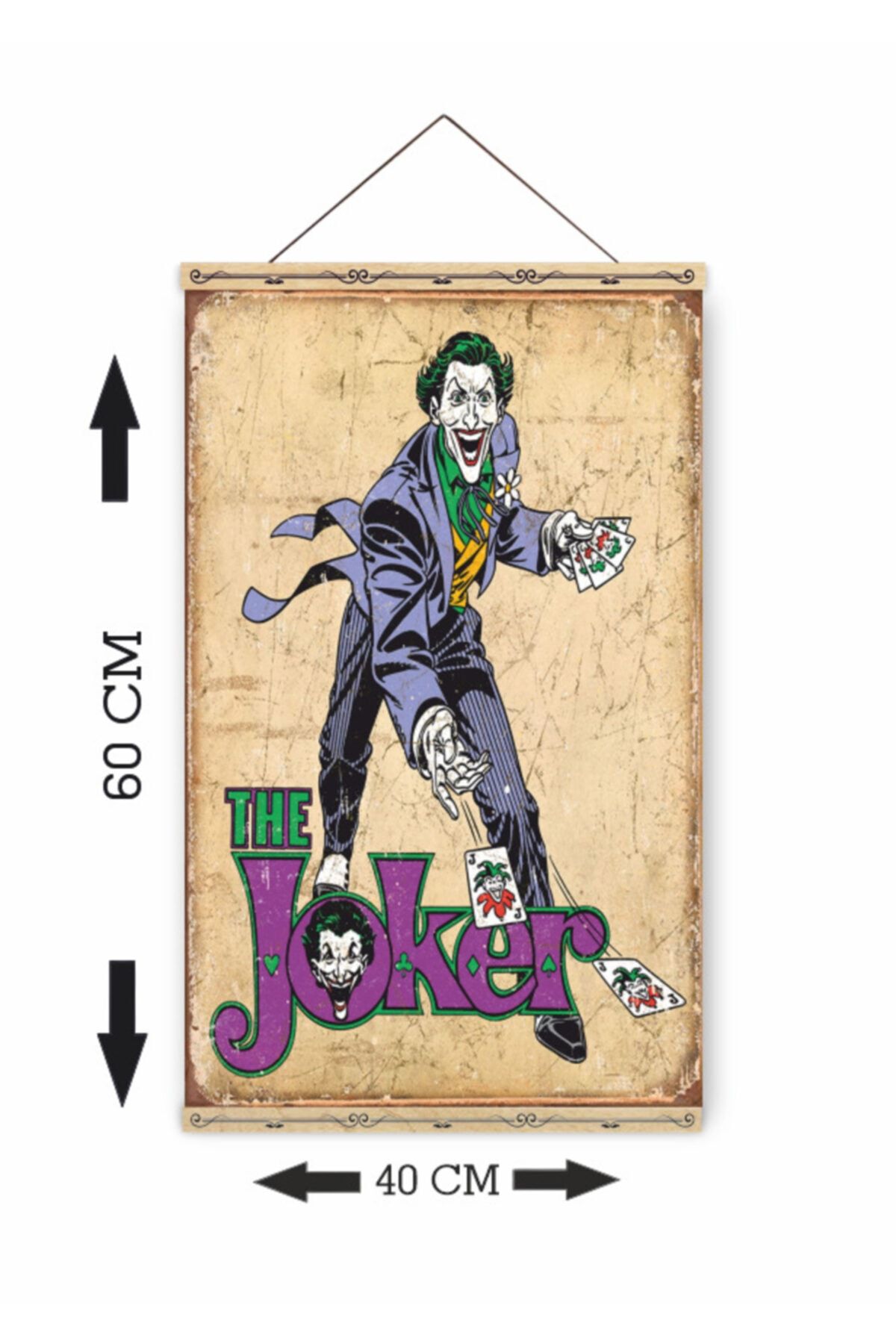 Hayat Poster Joker Batman Retro Ahşap Askılı Kanvas Poster