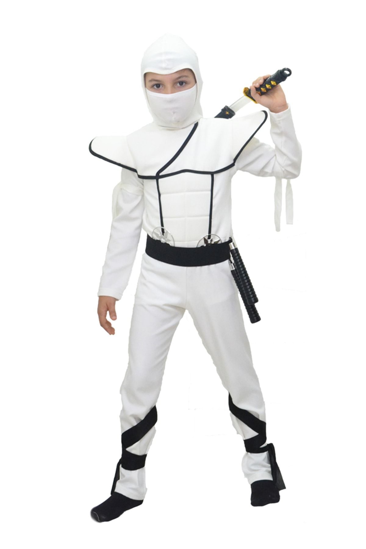 Herkese Kostüm Unisex Beyaz Gizli Ninja Kostümü