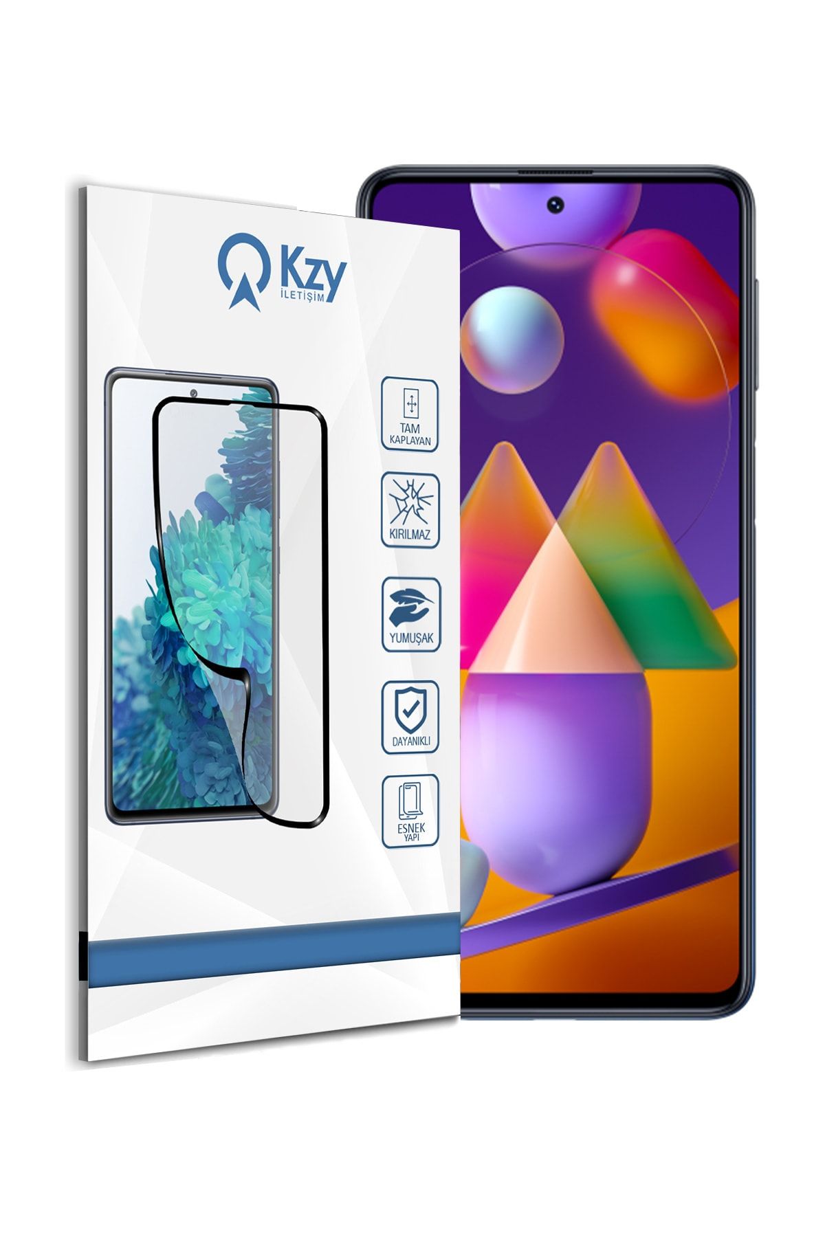 KZY İletişim Samsung Galaxy M31s Tam Kaplayan Fibernano Ekran Koruyucu Esnek Cam